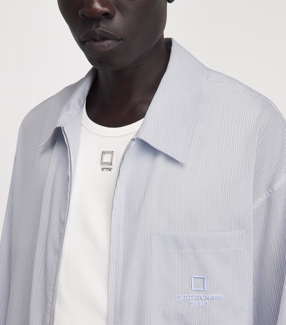 Wooyoungmi Mens Stripe Zip-Up Shirt Blue Image 3
