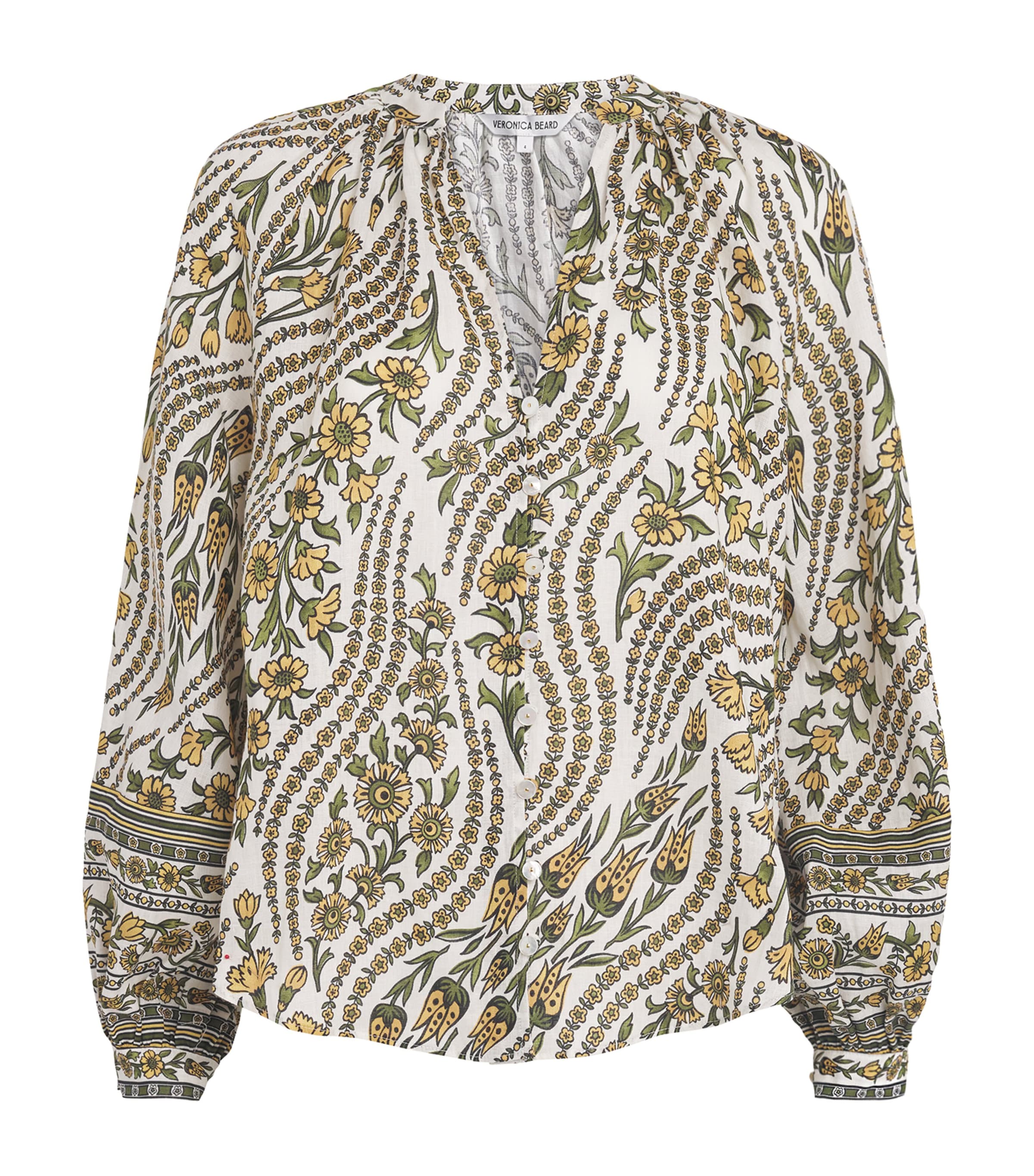 Shop Veronica Beard Linen Floral Ailani Blouse