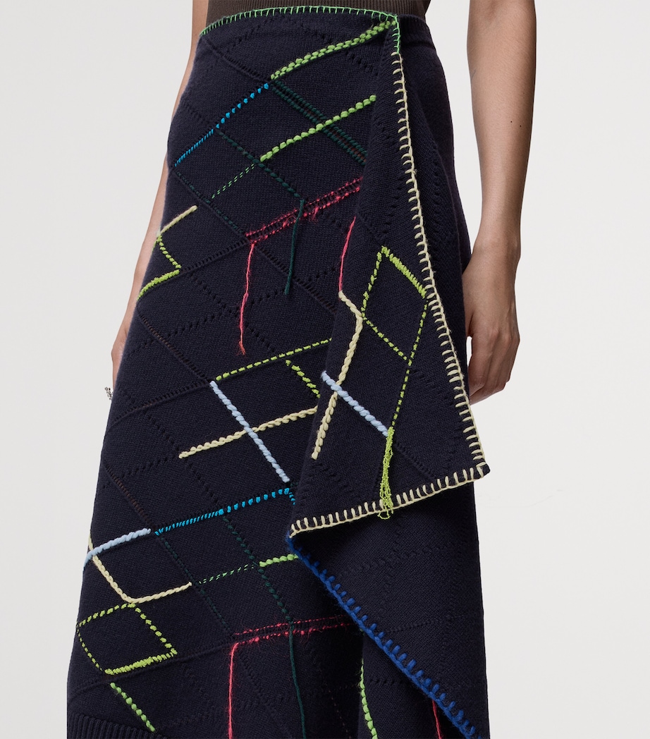 Knitted Asymmetric Skirt DARK NAVY BLUE Image 5