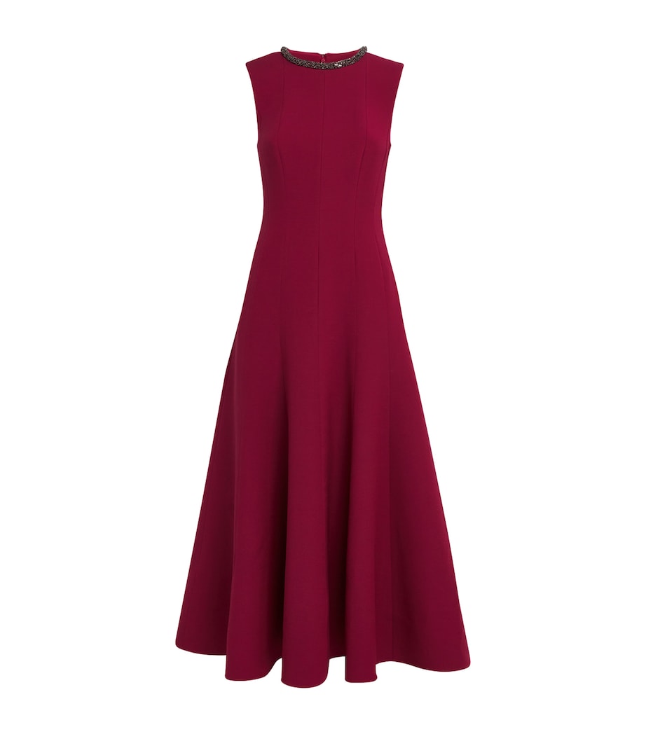 Roland Mouret Womens Wool-Silk Embellished Midi Dress Dark Pink Image 1