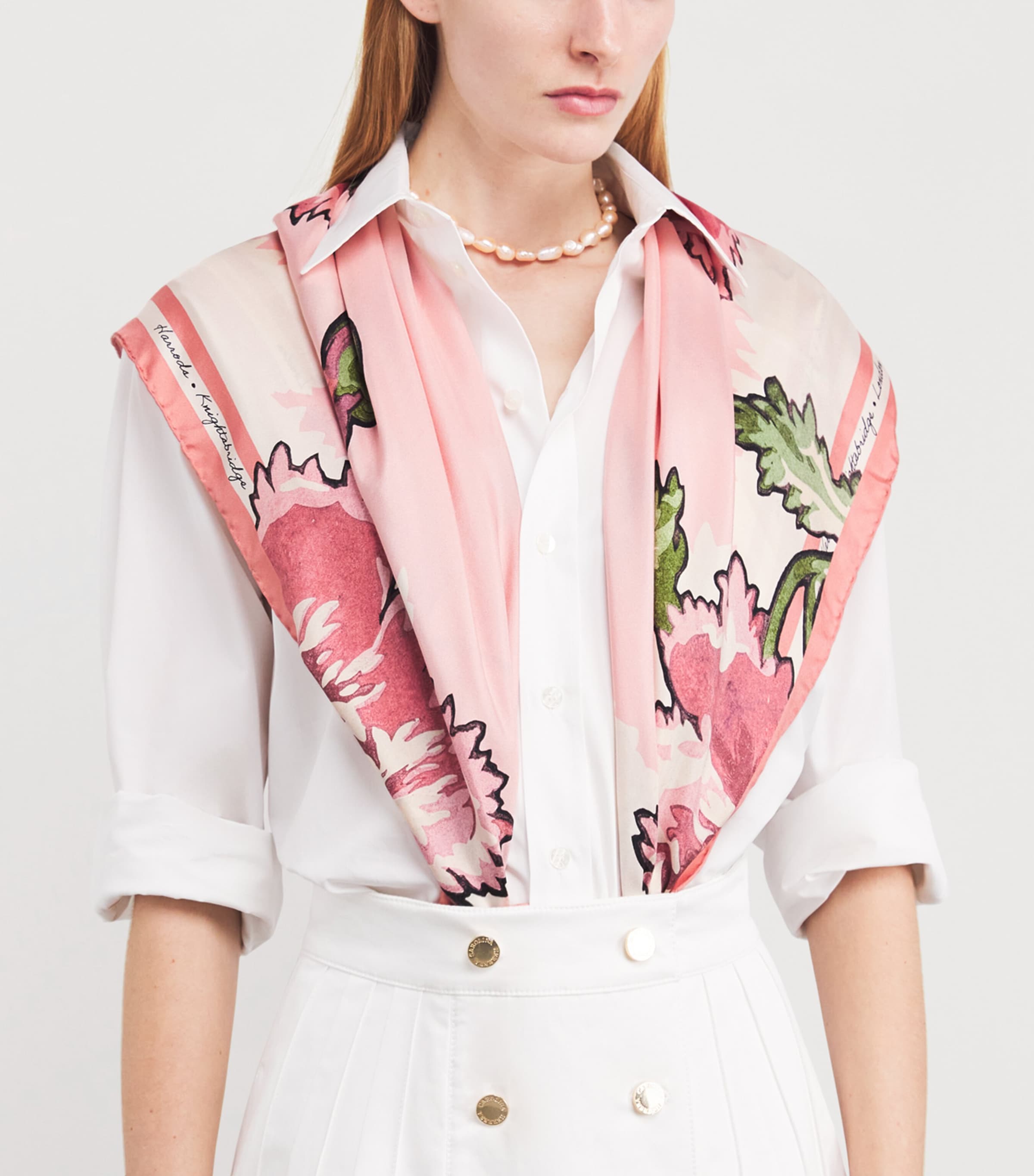Silk Floral Scarf PINK Image 2