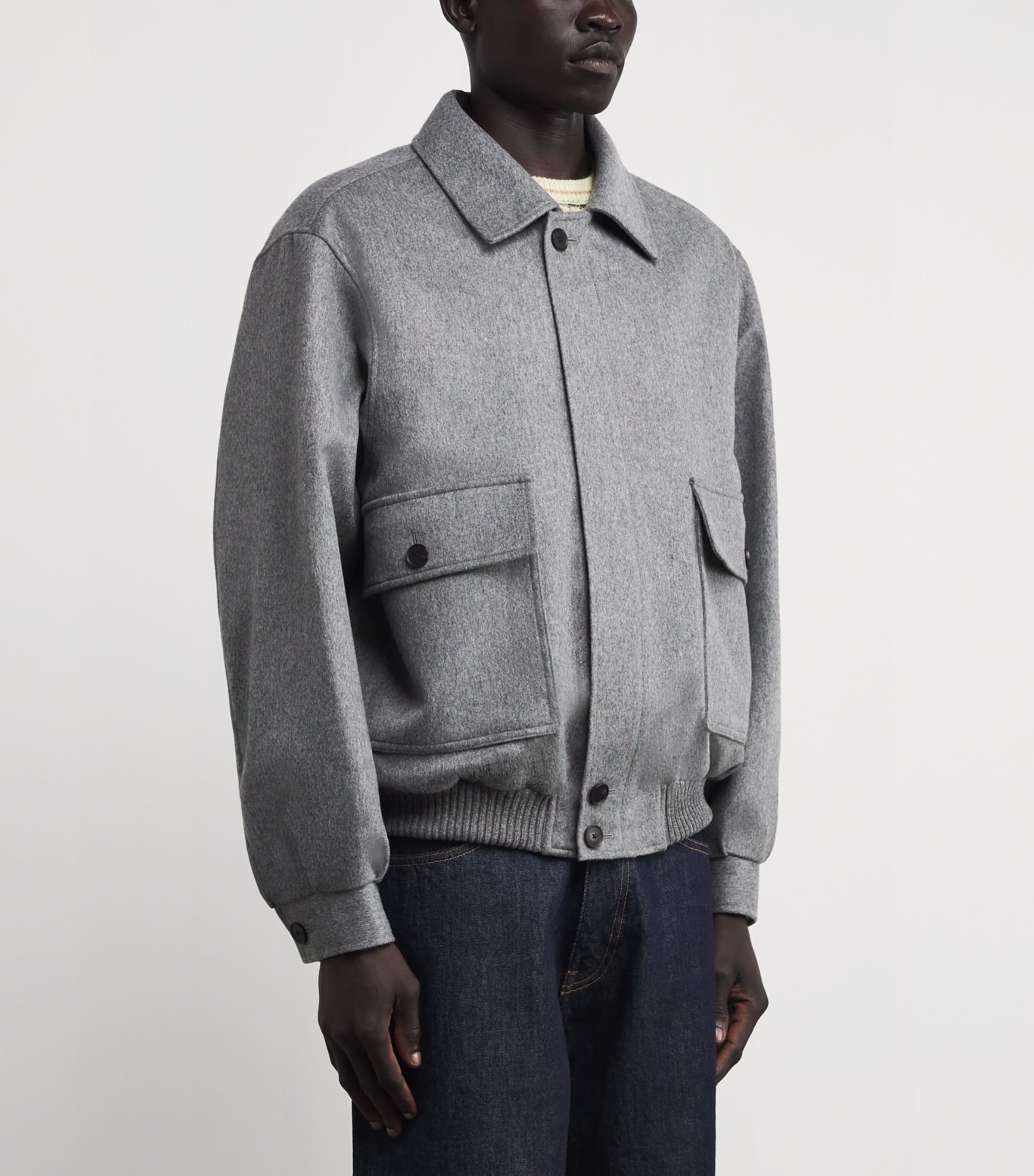 Cashmere Bomber Jacket TOP GRAY Image 3