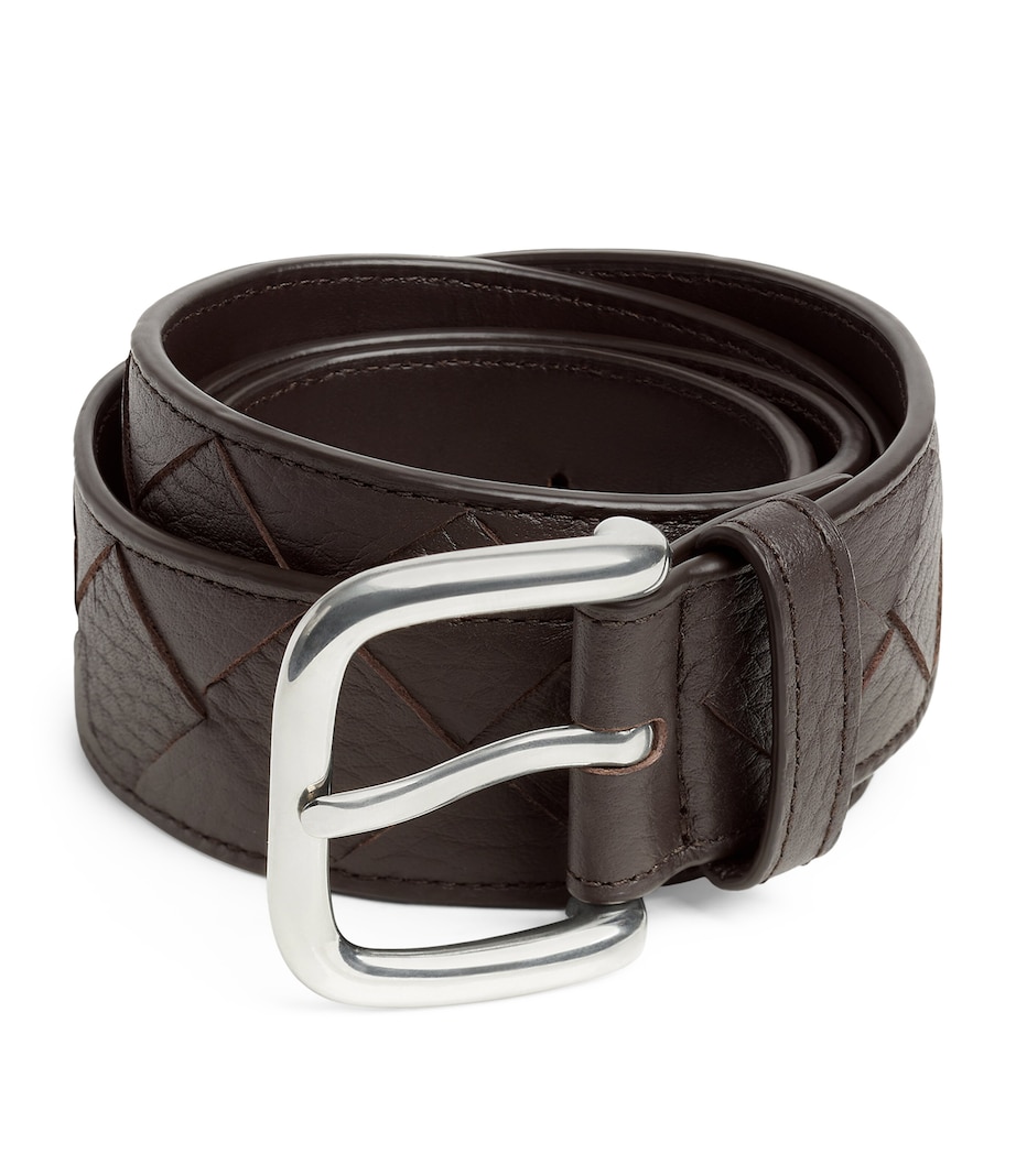 Bottega Veneta Grained Leather Intrecciato Belt