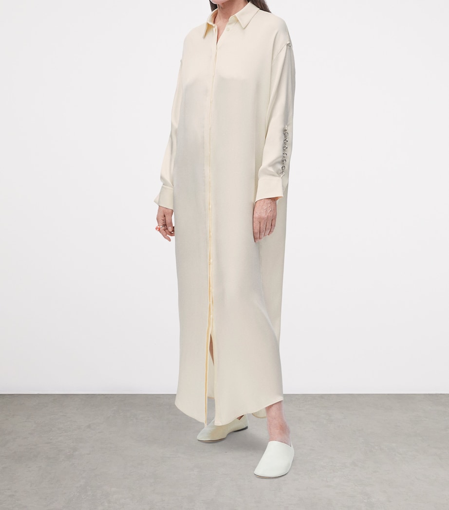 EXCLUSIVE Silk Satin Donut Chain Silver Capsule Shirt Dress IVORY Image 3