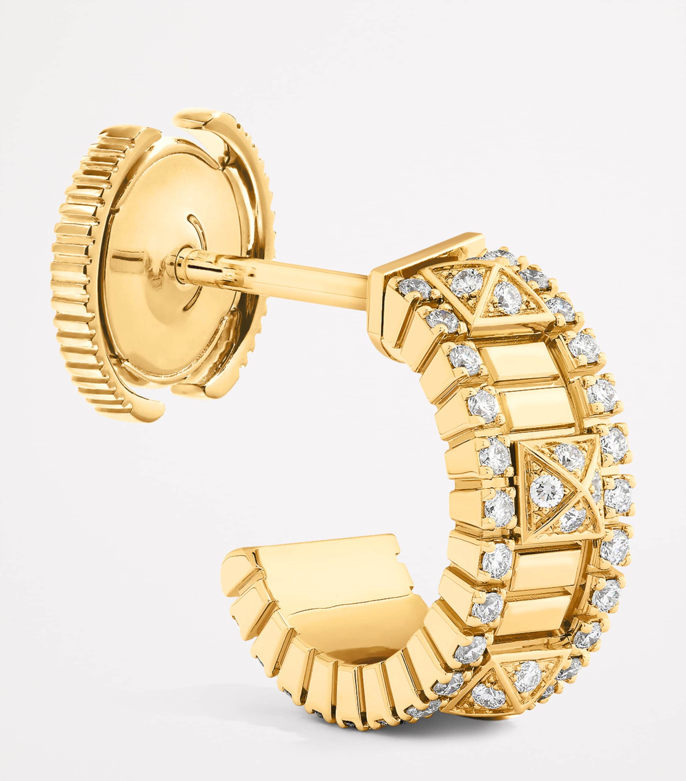 Mini Yellow Gold and Diamond Life Hoop Earrings YELLOW GOLD Image 2