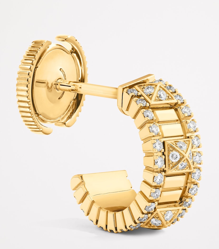 Mini Yellow Gold and Diamond Life Hoop Earrings YELLOW GOLD Image 2