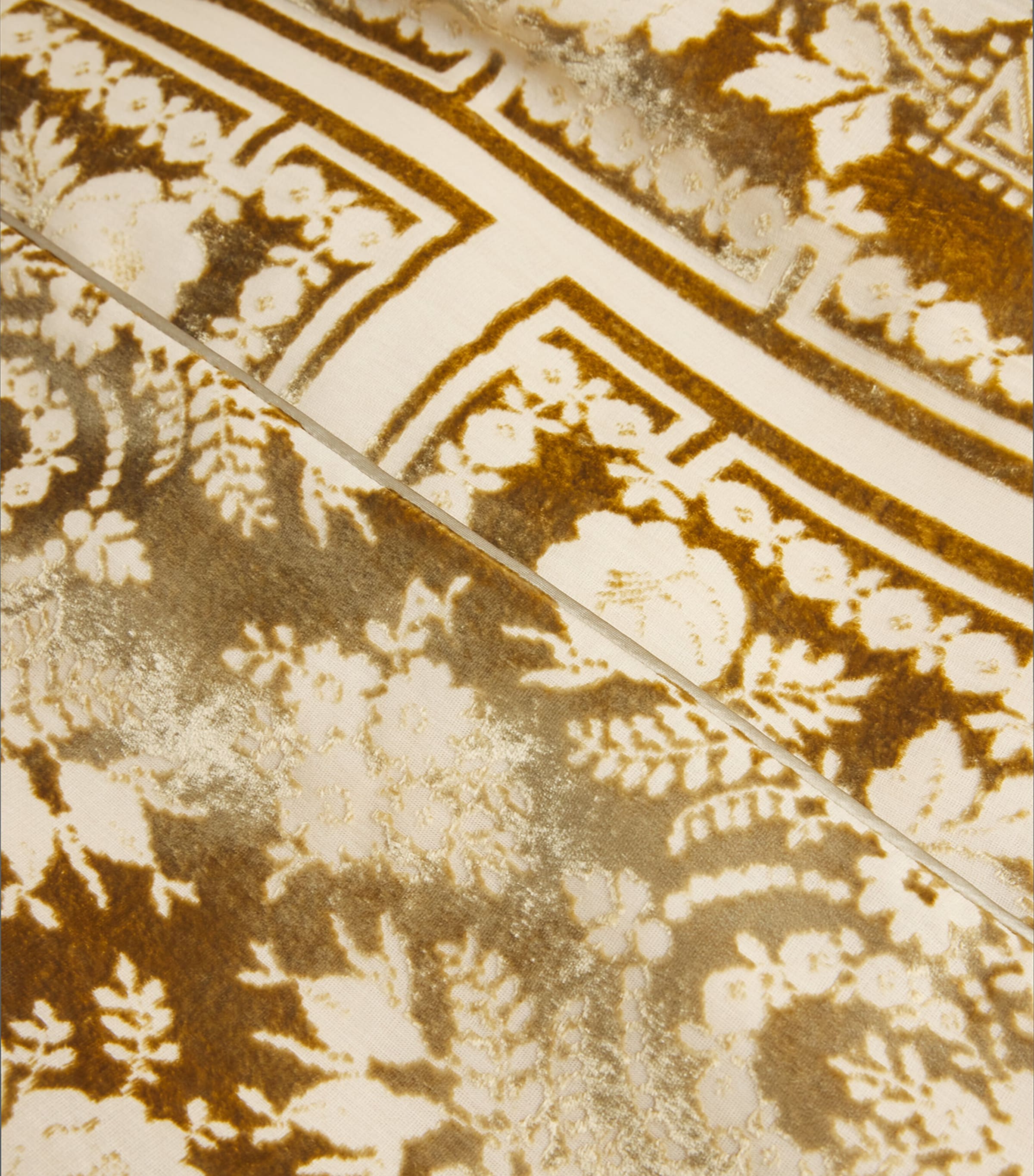 Jacquard Liquid Velvet Robe GOLD & IVORY Image 5