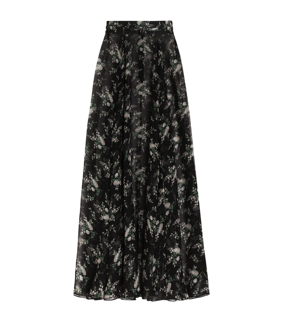Dolce&Gabbana Womens Silk Chiffon Floral Maxi Skirt Ros/ Image 1
