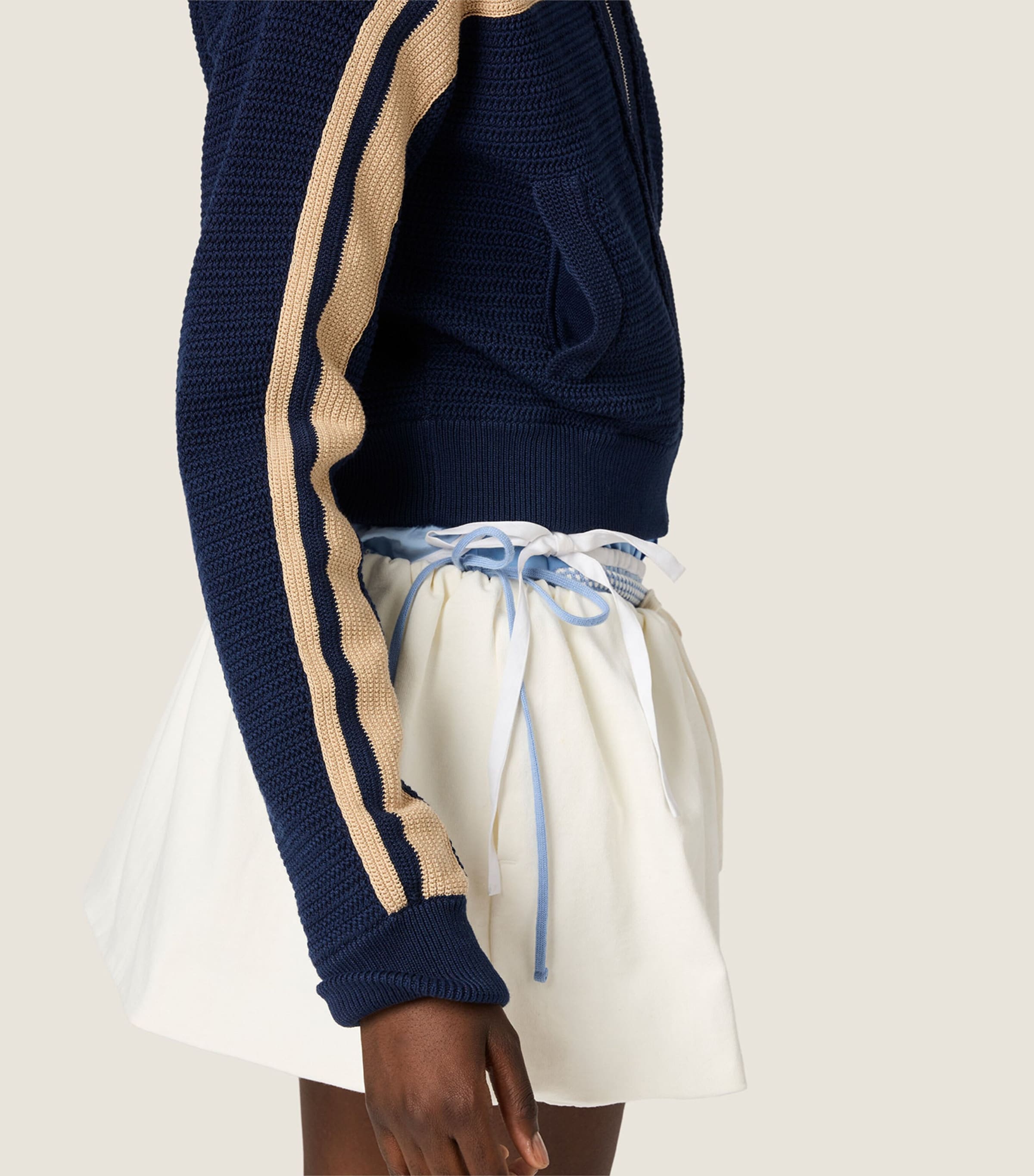 Miu Miu Womens Crochet Zip-Up Cardigan Blue Image 5