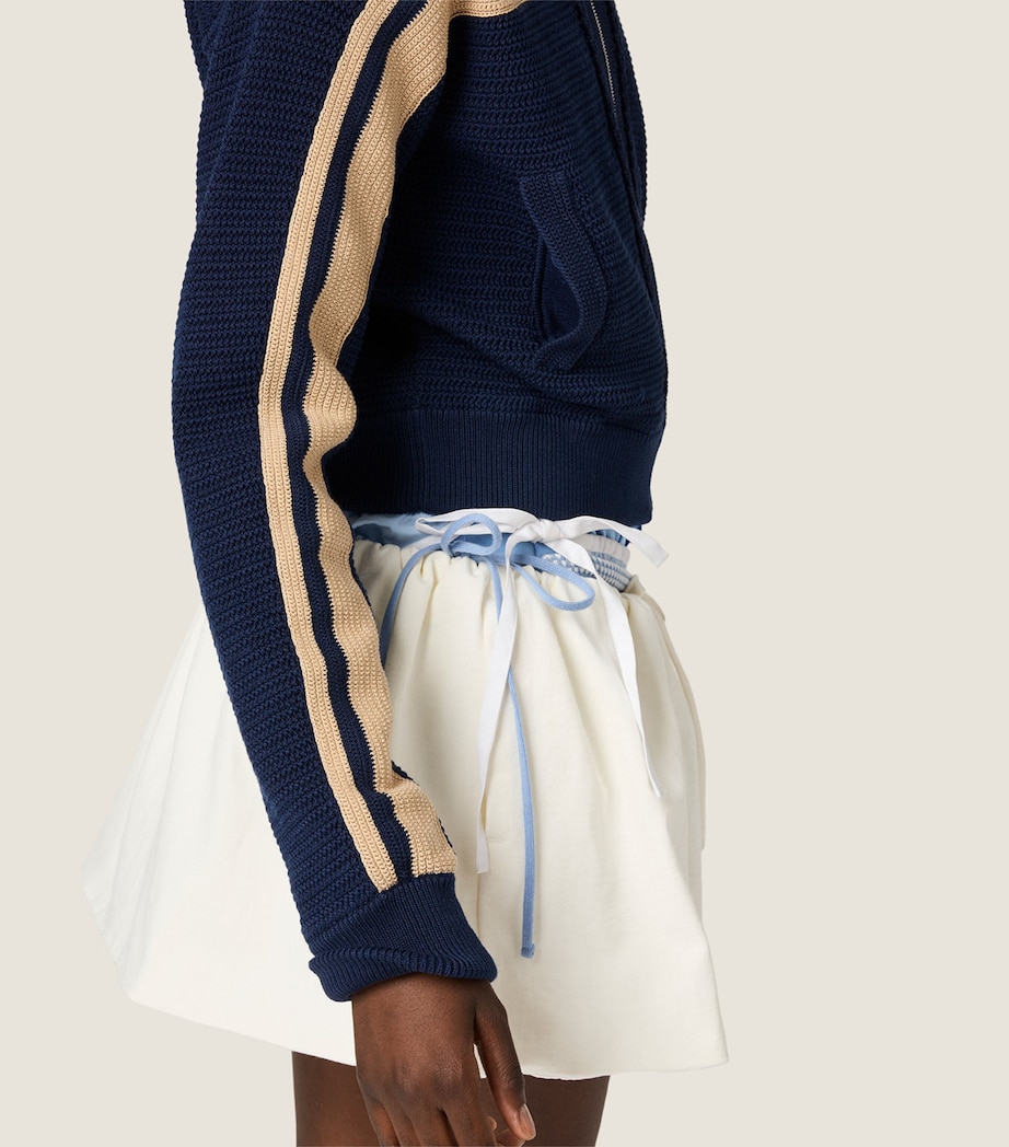 Miu Miu Womens Crochet Zip-Up Cardigan Blue Image 5