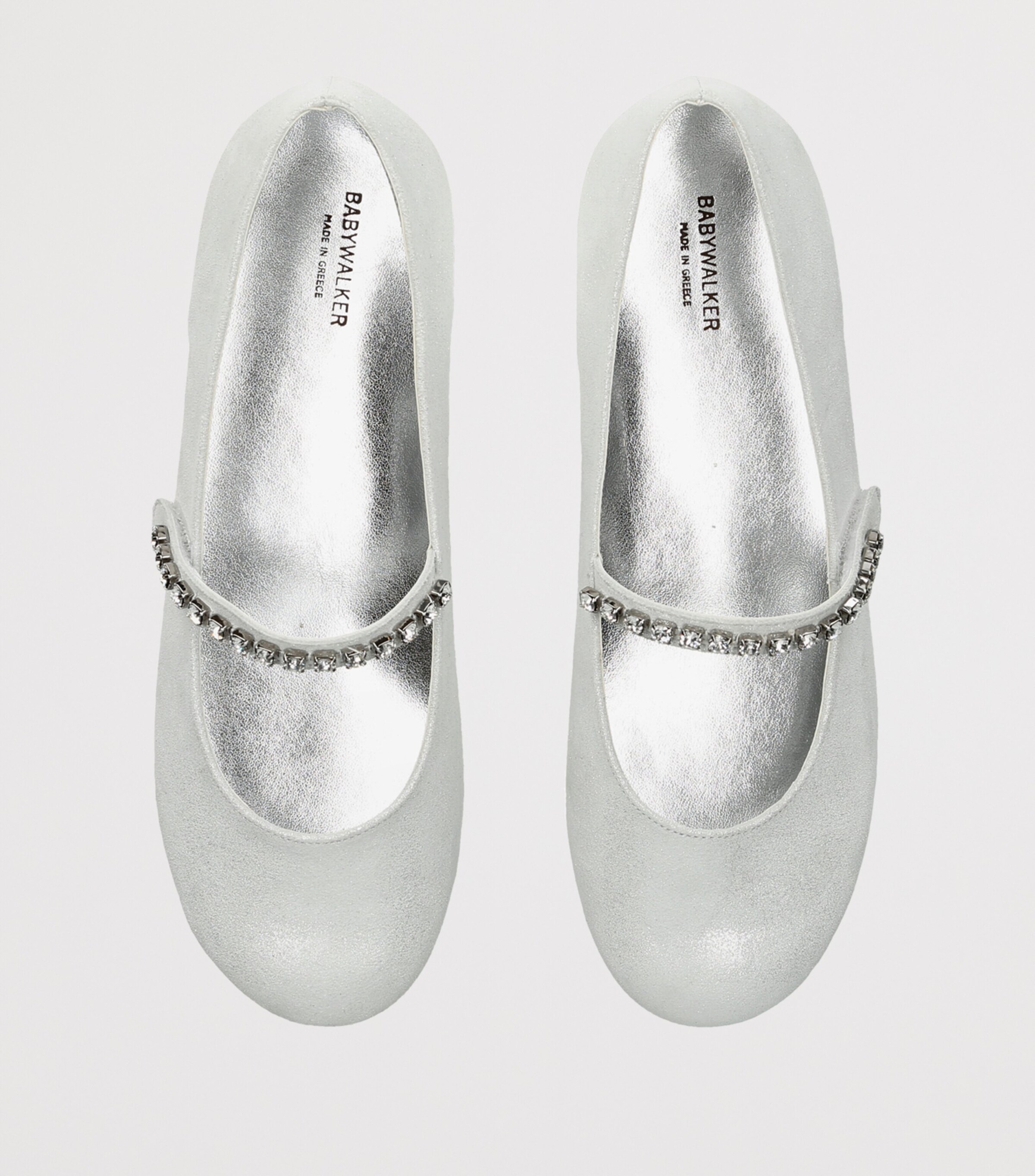 BabyWalker Leather Crystal-Strap Ballet Flats Silver Image 3