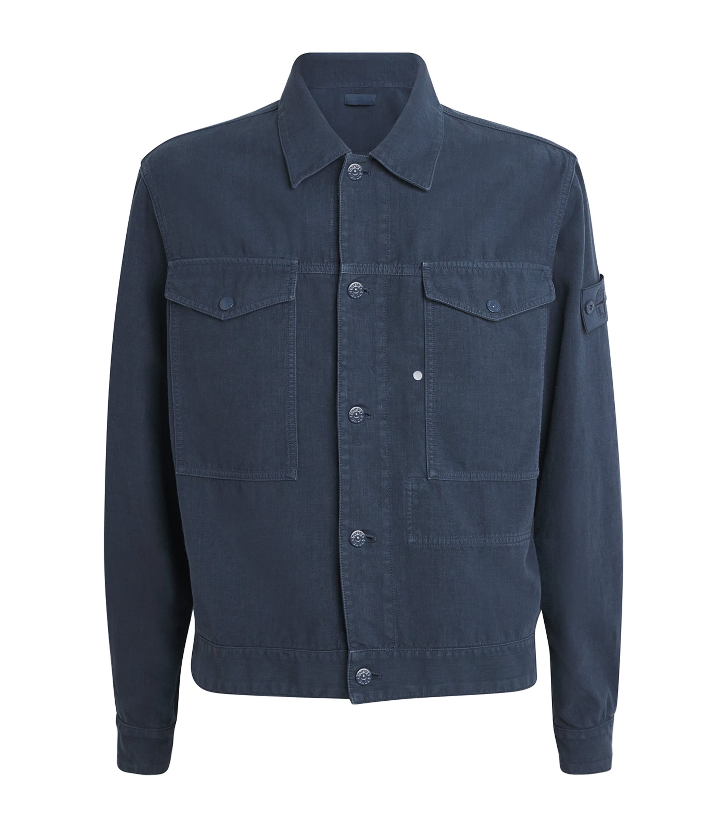 Stone Island Mens Linen-Blend Ghost Coach Jacket Image 1