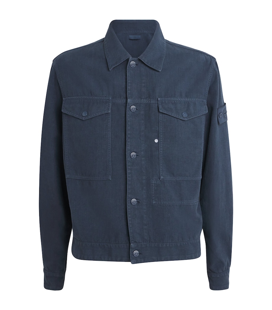 Stone Island Mens Linen-Blend Ghost Coach Jacket Image 1