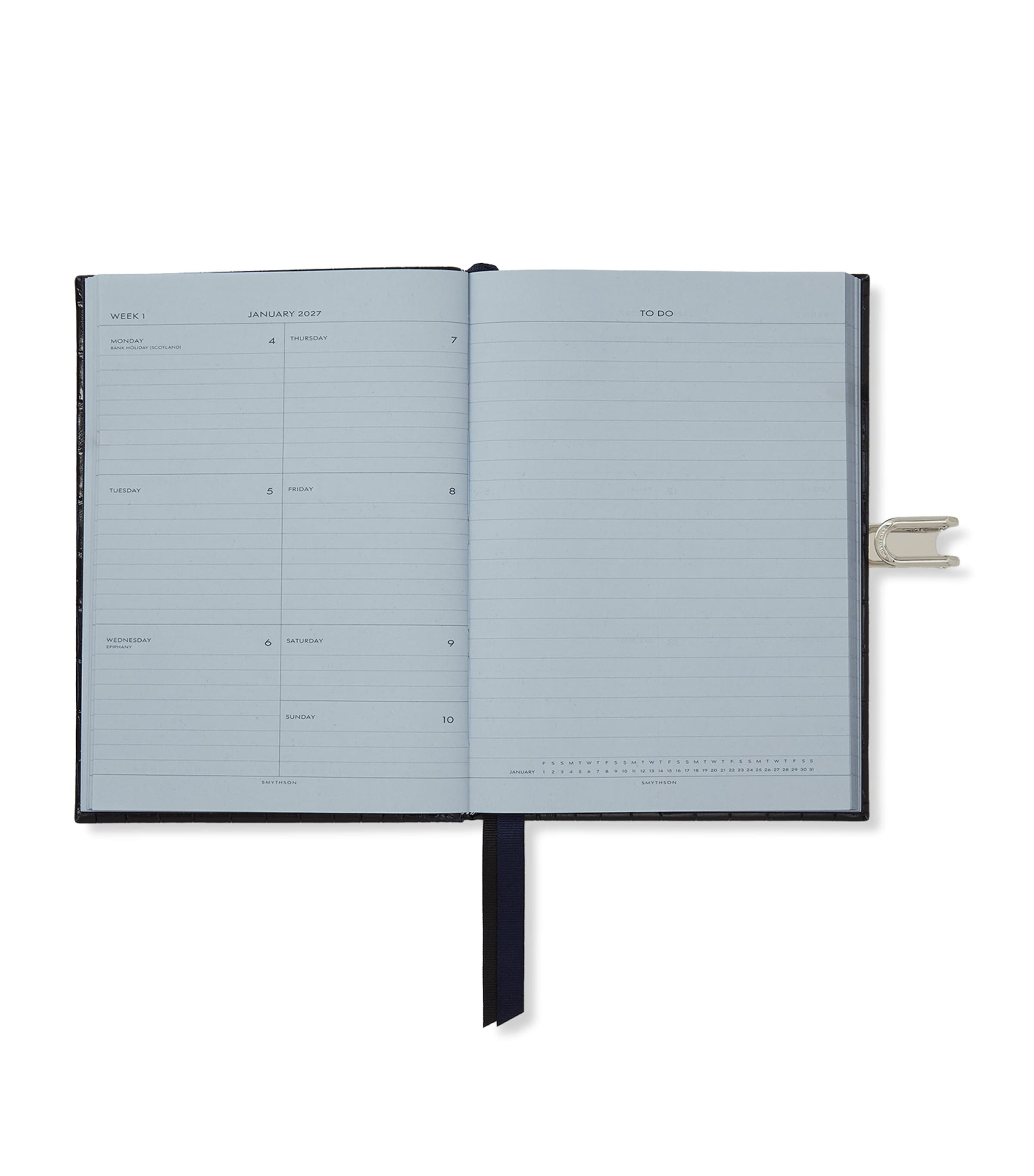 Smythson Leather Soho Weekly Diary 2027 Navy Image 2