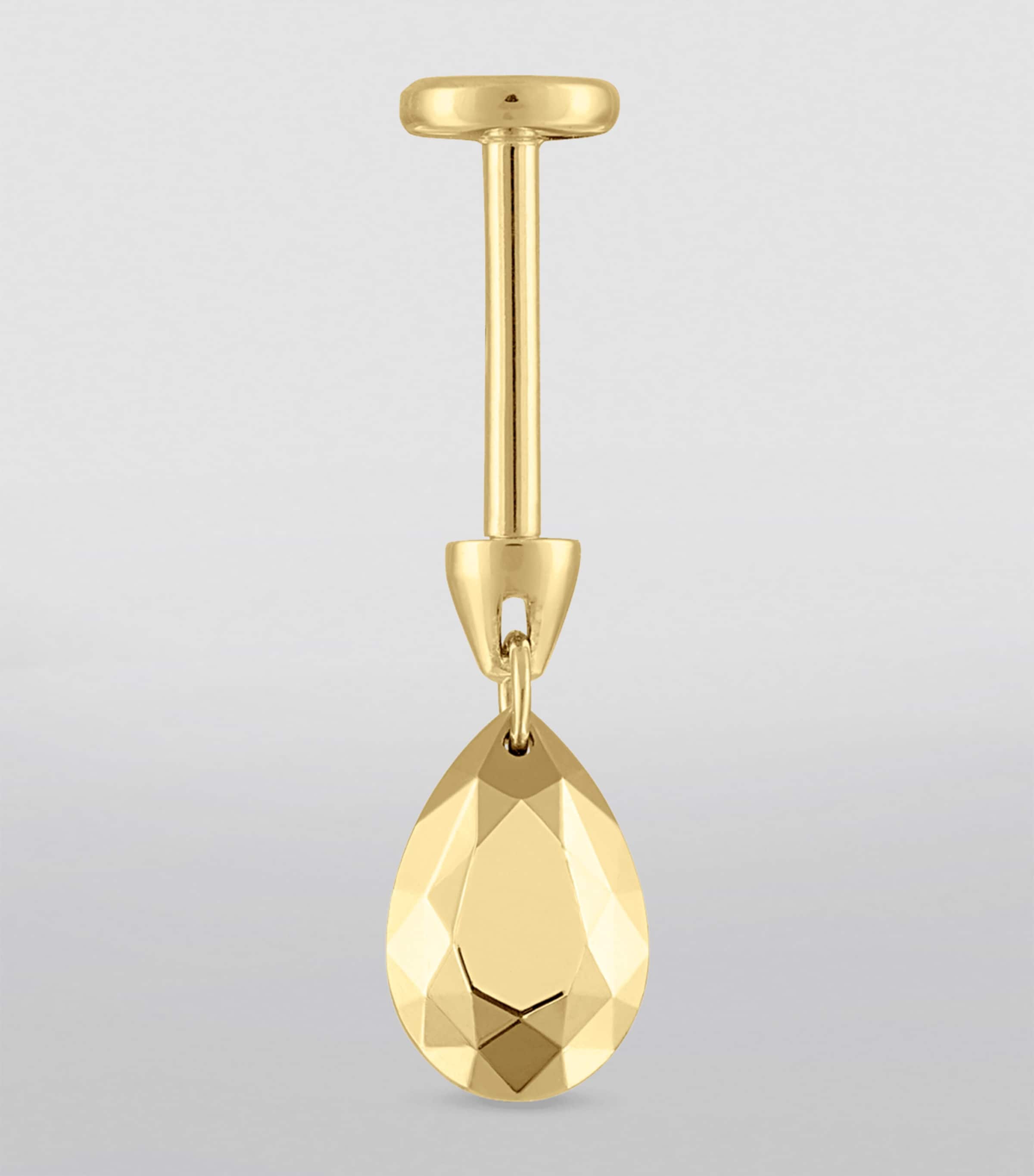 Faceted Pear Threaded Charm Earring (6.5mm) YELLOW GOLD Image 3