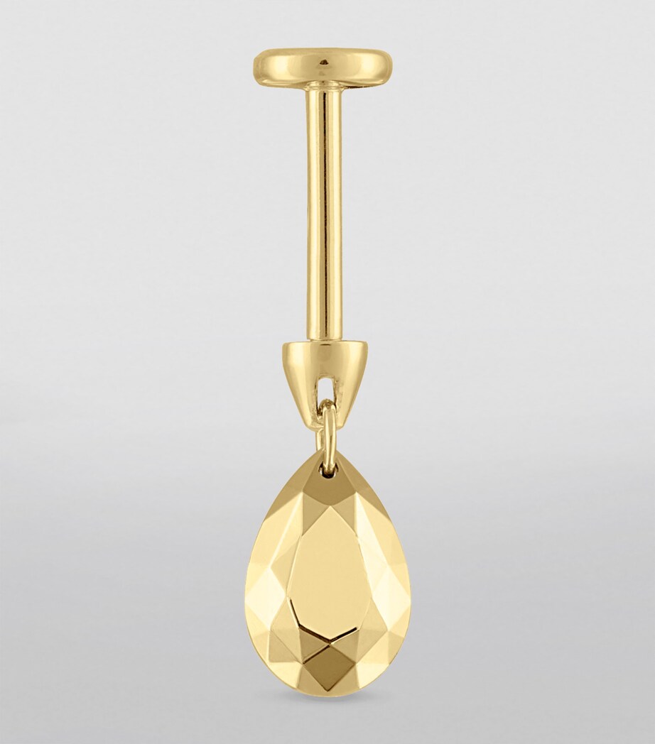 Faceted Pear Threaded Charm Earring (6.5mm) YELLOW GOLD Image 3