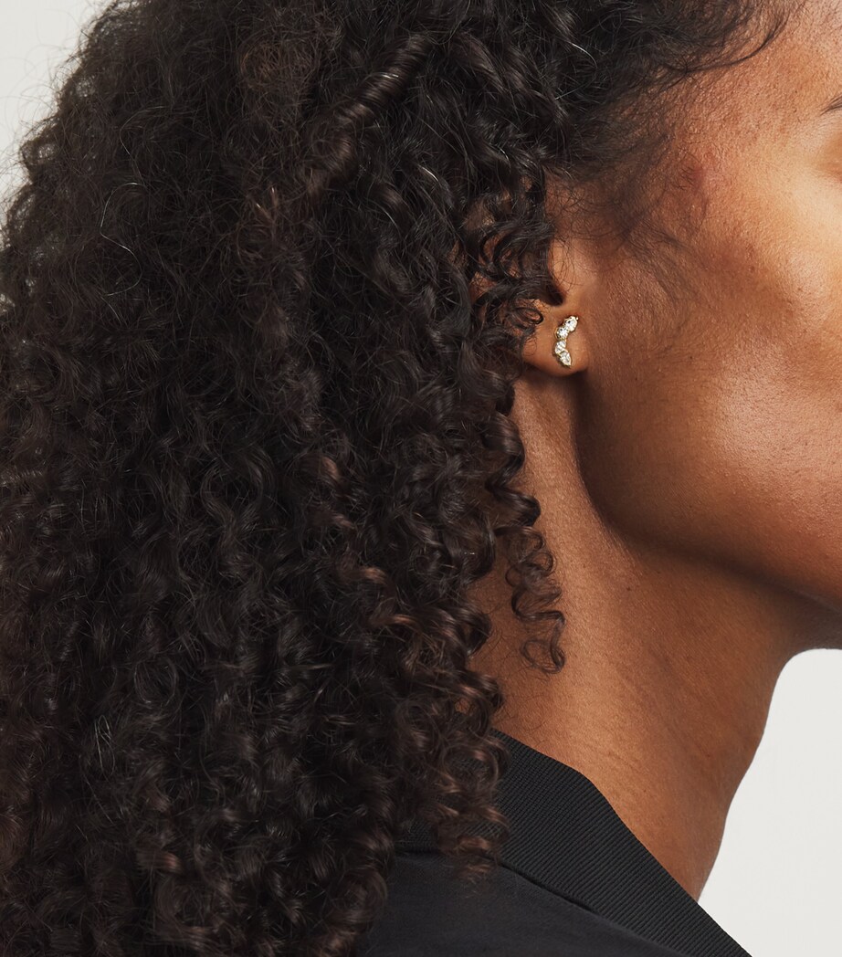 Yellow Gold and Diamond Posey Curve Stud Earrings YELLOW GOLD Image 2