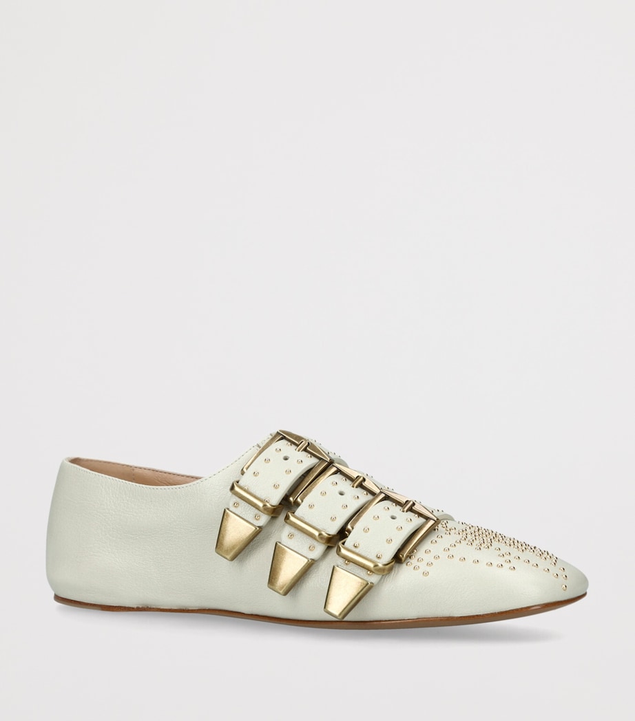Leather Buckled Susanna Ballet Flats WHITE Image 3