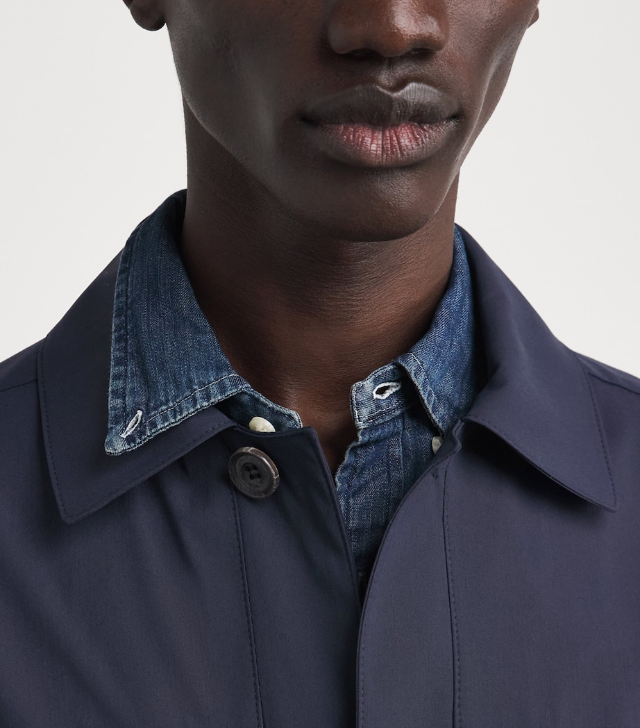 Corneliani Mens Virgin Wool-Blend Overshirt Dark Blue Image 3