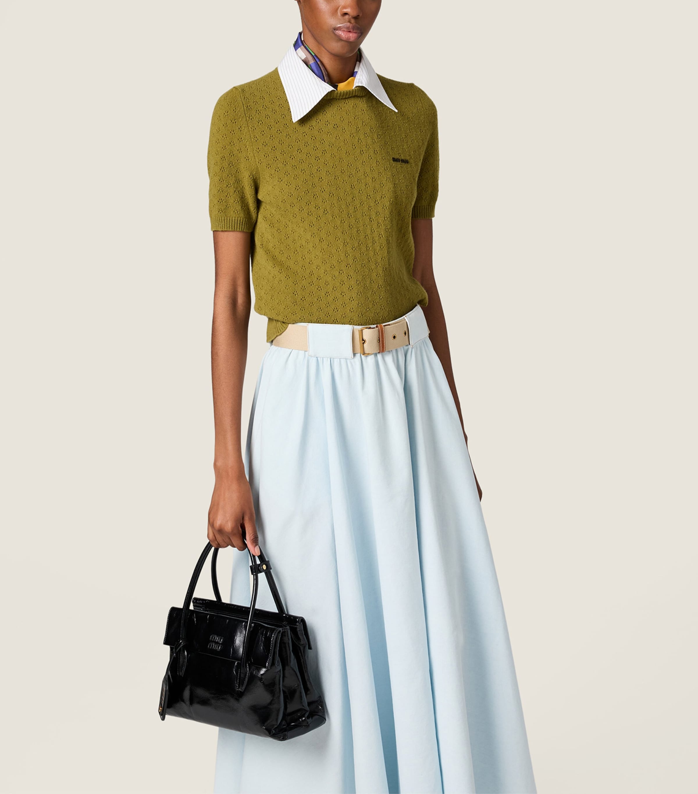 Miu Miu Womens Cashmere Detachable-Collar Sweater Image 2