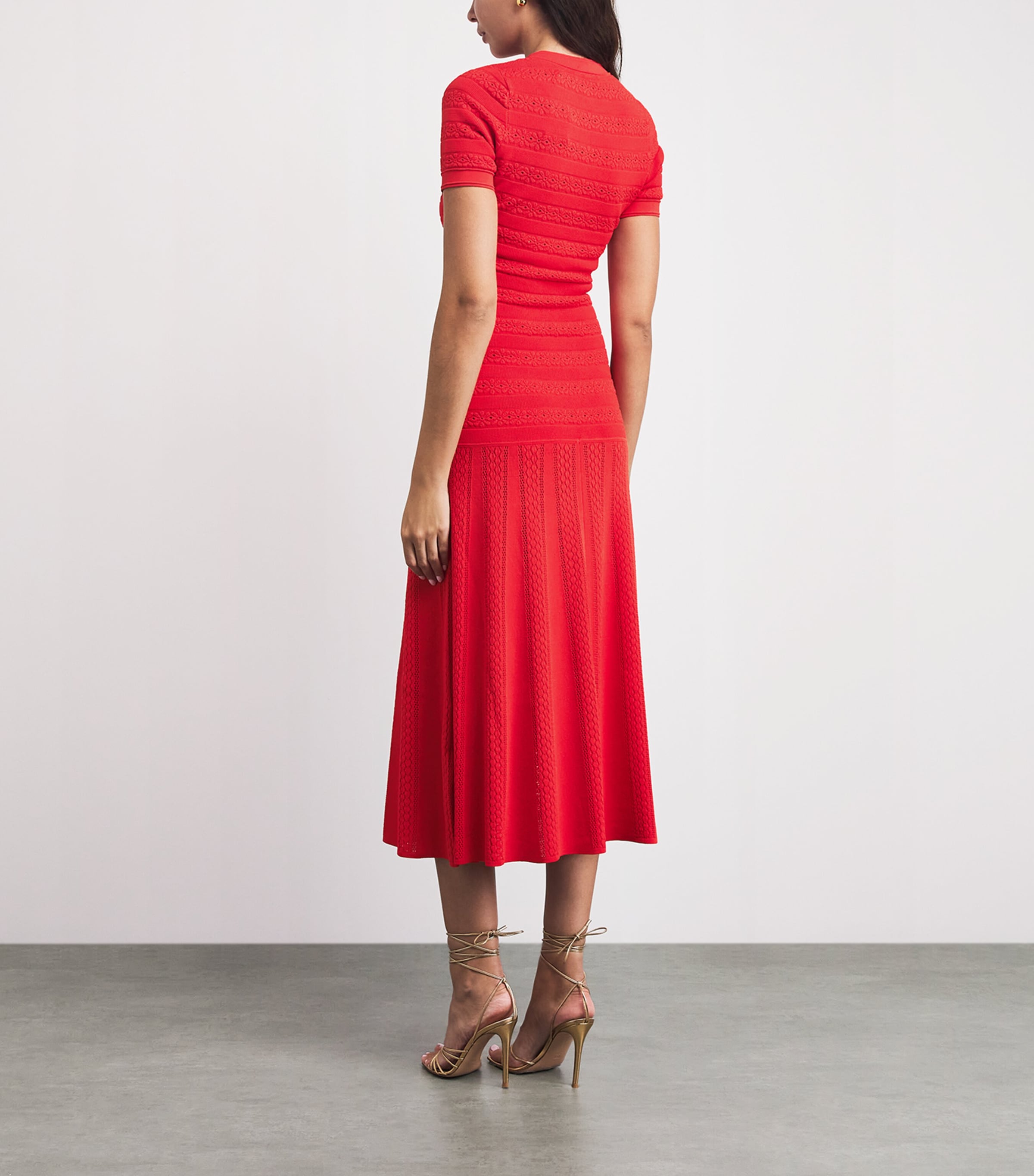 Sandro Paris Womens Knitted Midi Dress Red Image 4