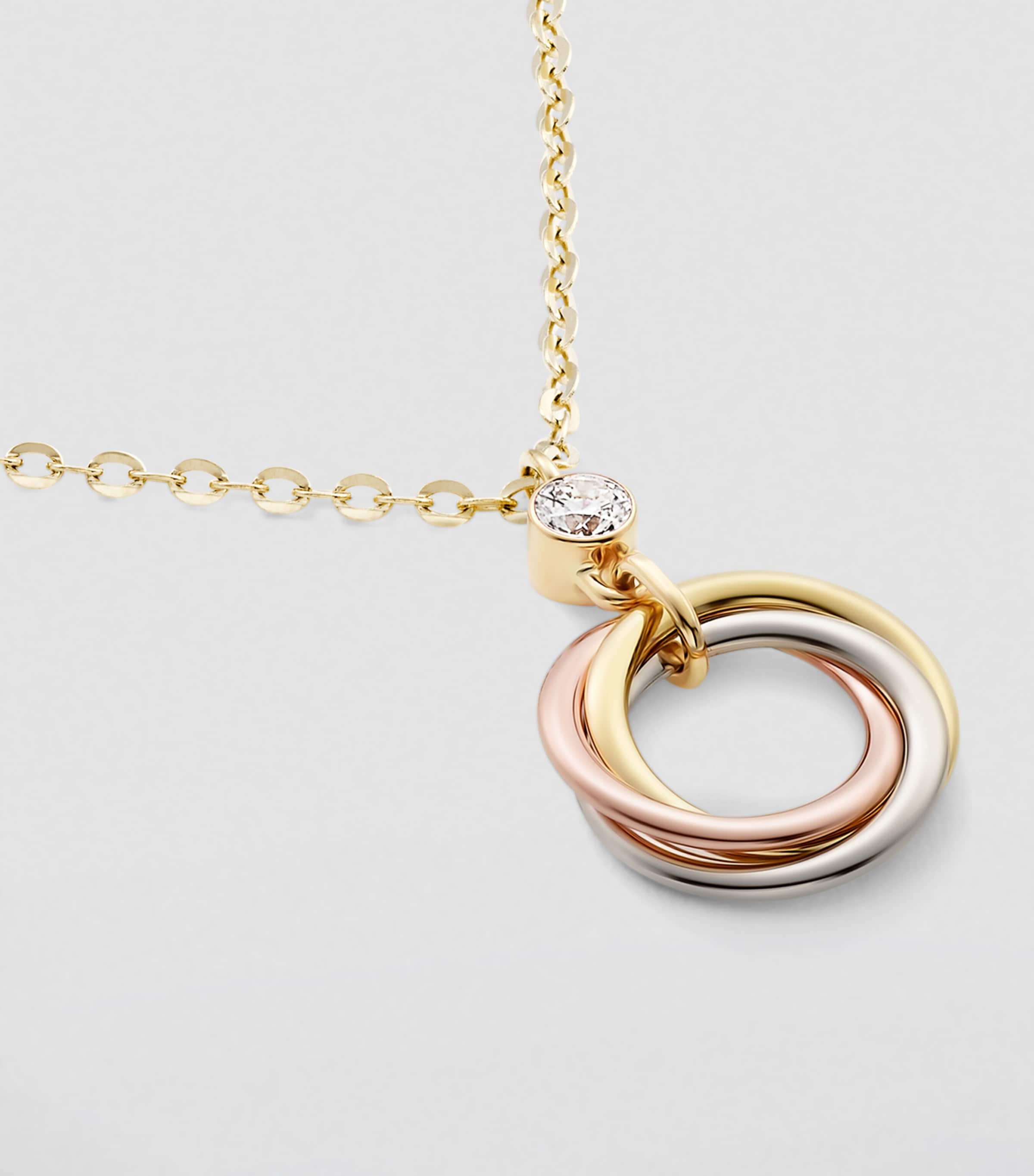 Mixed Gold and Diamond Trinity Necklace MIXED GOLD Image 7
