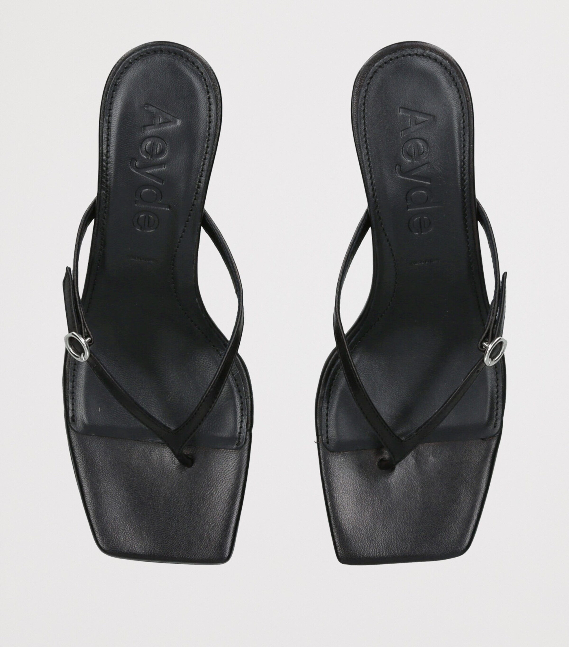 Leather Leigh Heeled Sandals 55 BLACK Image 4