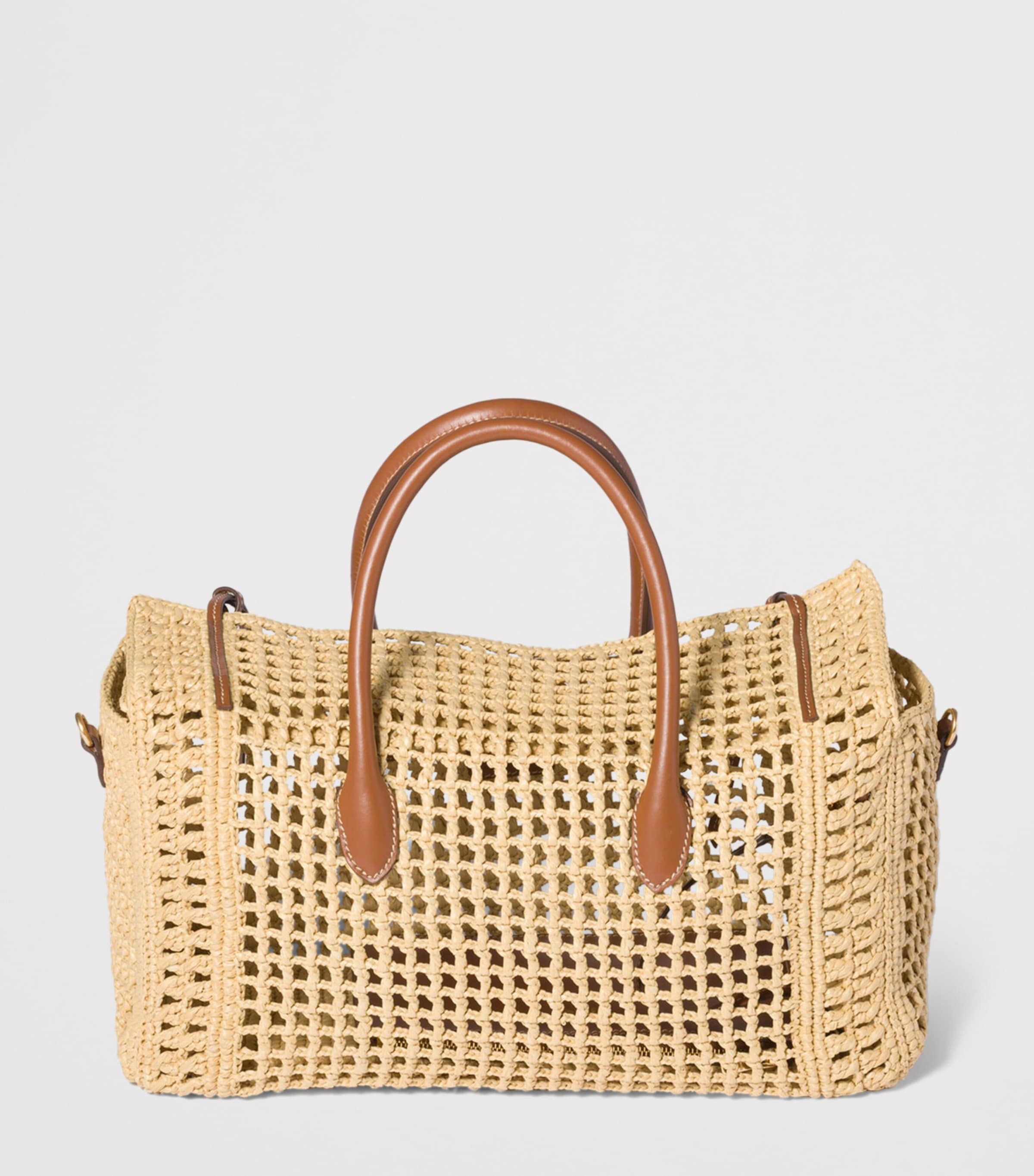 Miu Miu Raffia Top-Handle Bag Neutral Image 3