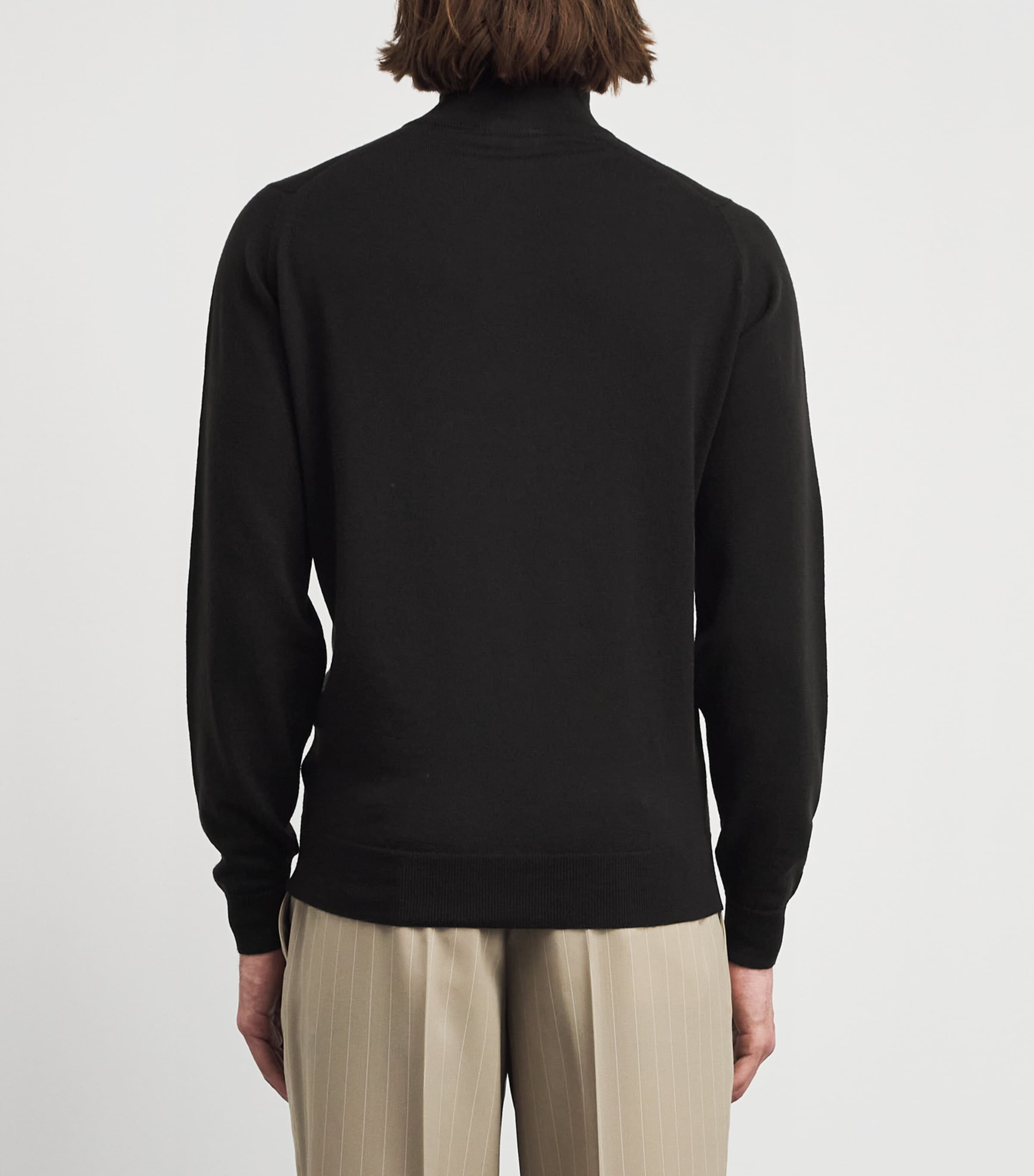 John Smedley Mens Merino Wool Tapton Quarter-Zip Sweater Faulkner Brown Image 5