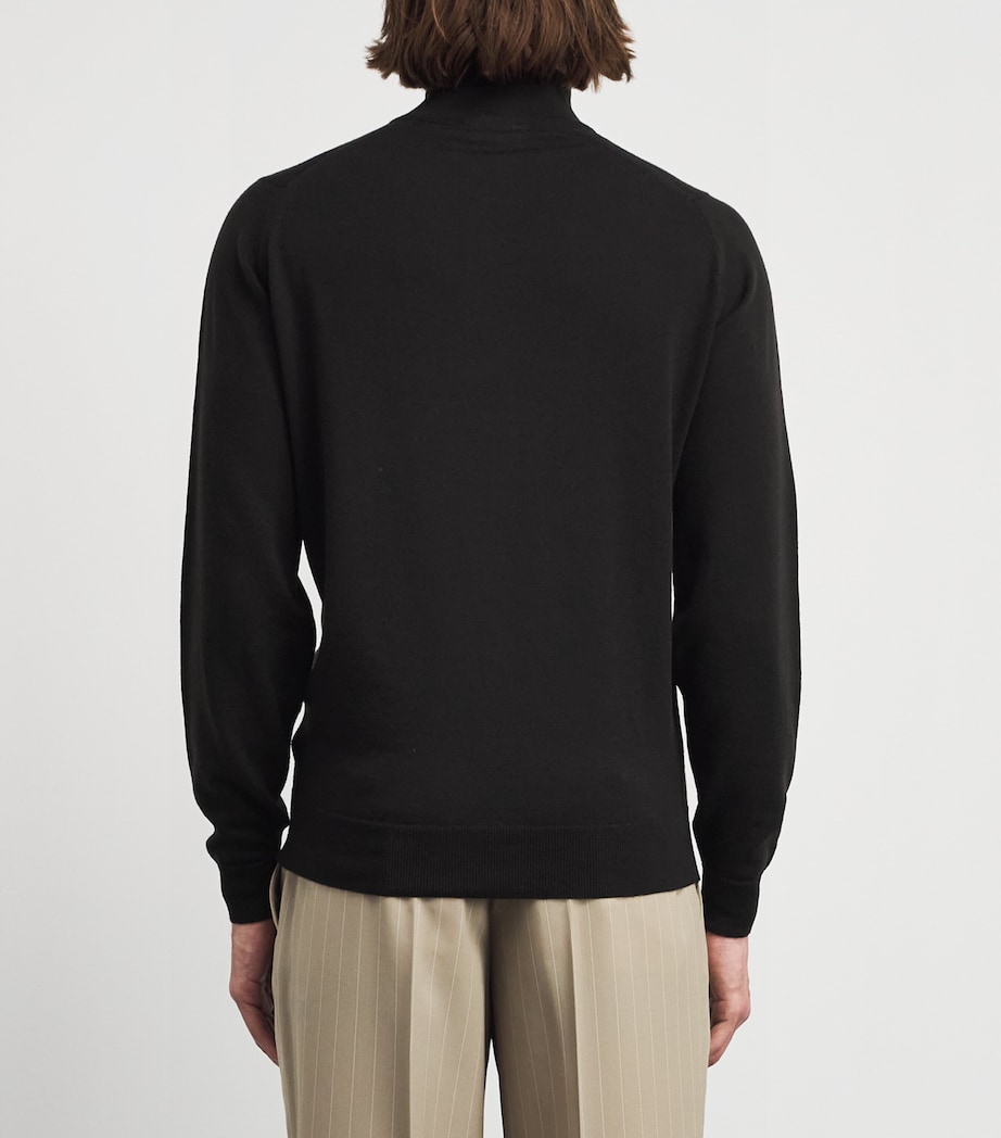 John Smedley Mens Merino Wool Tapton Quarter-Zip Sweater Faulkner Brown Image 5