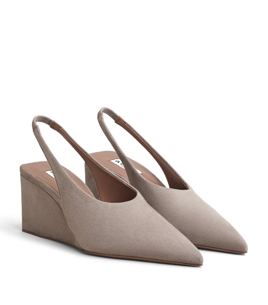 Alaïa Suede Cube Slingback Wedges 75 Mist Image 2