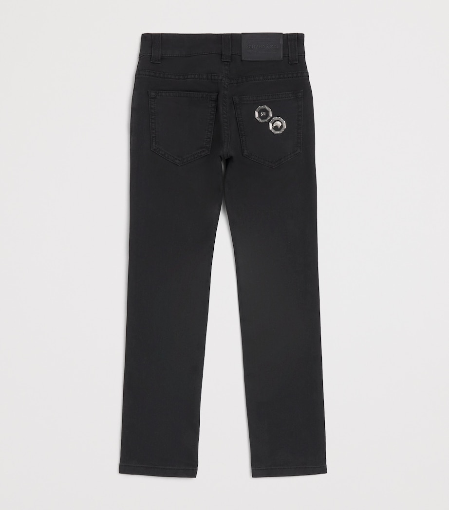 Stefano Ricci Kids Stretch Cotton Chinos (6-16 Years) C. Blk Drk Wash Image 2