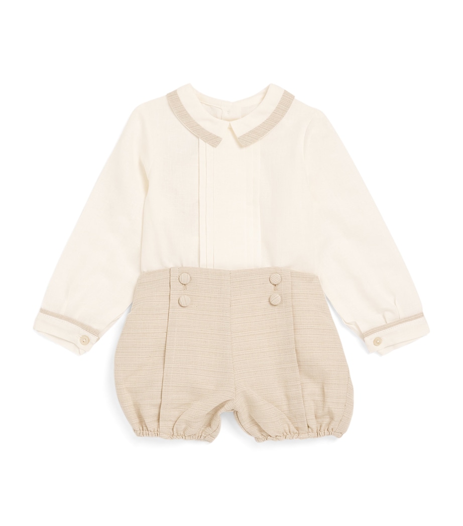 Linen Celebration Shirt and Shorts Set (12-18 Months) BEIGE Image 1