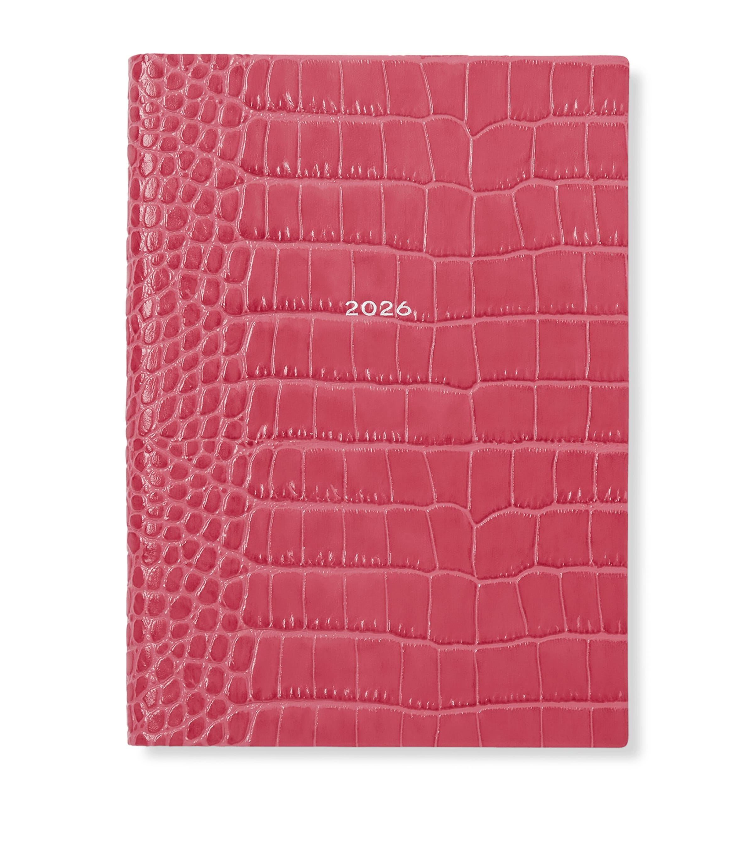 Smythson Croc-embossed Mara Leather A5 Soho Diary 2026 In Pink