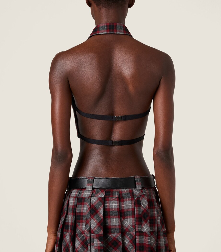 Miu Miu Womens Wool Tartan Patchwork Top Image 3