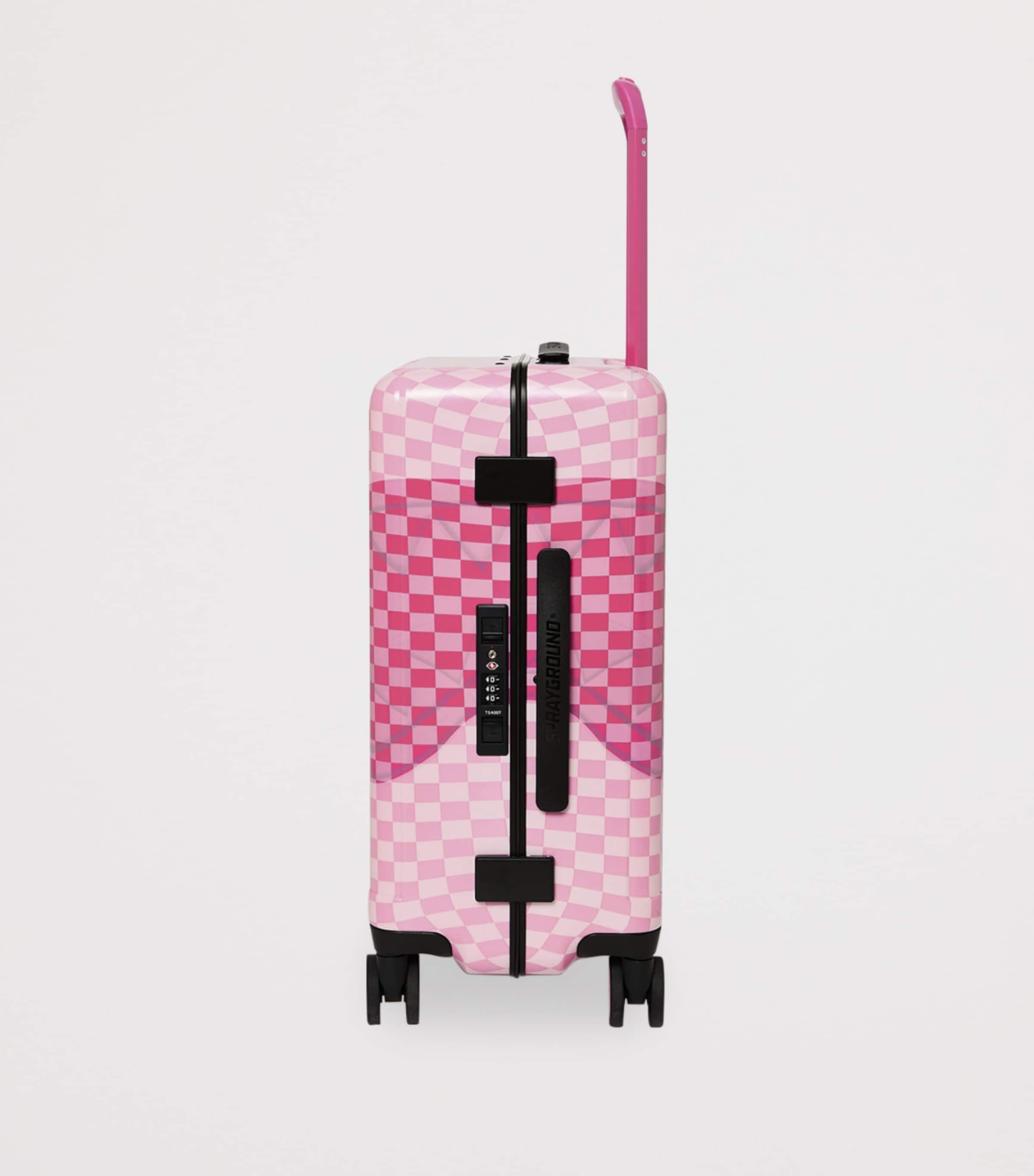 Sprayground Embossed Check Cabin Suitcase (55cm) Pink Sharks In Paris Image 3