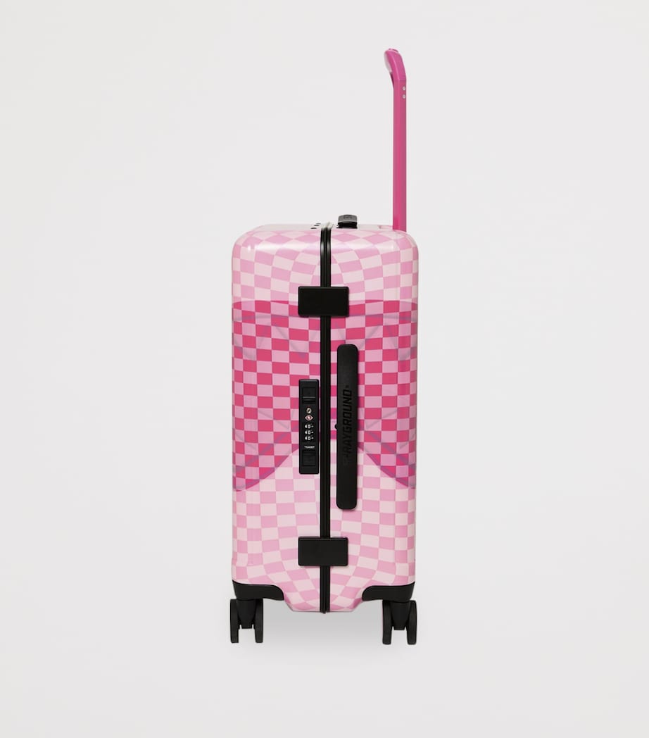 Sprayground Embossed Check Cabin Suitcase (55cm) Pink Sharks In Paris Image 3