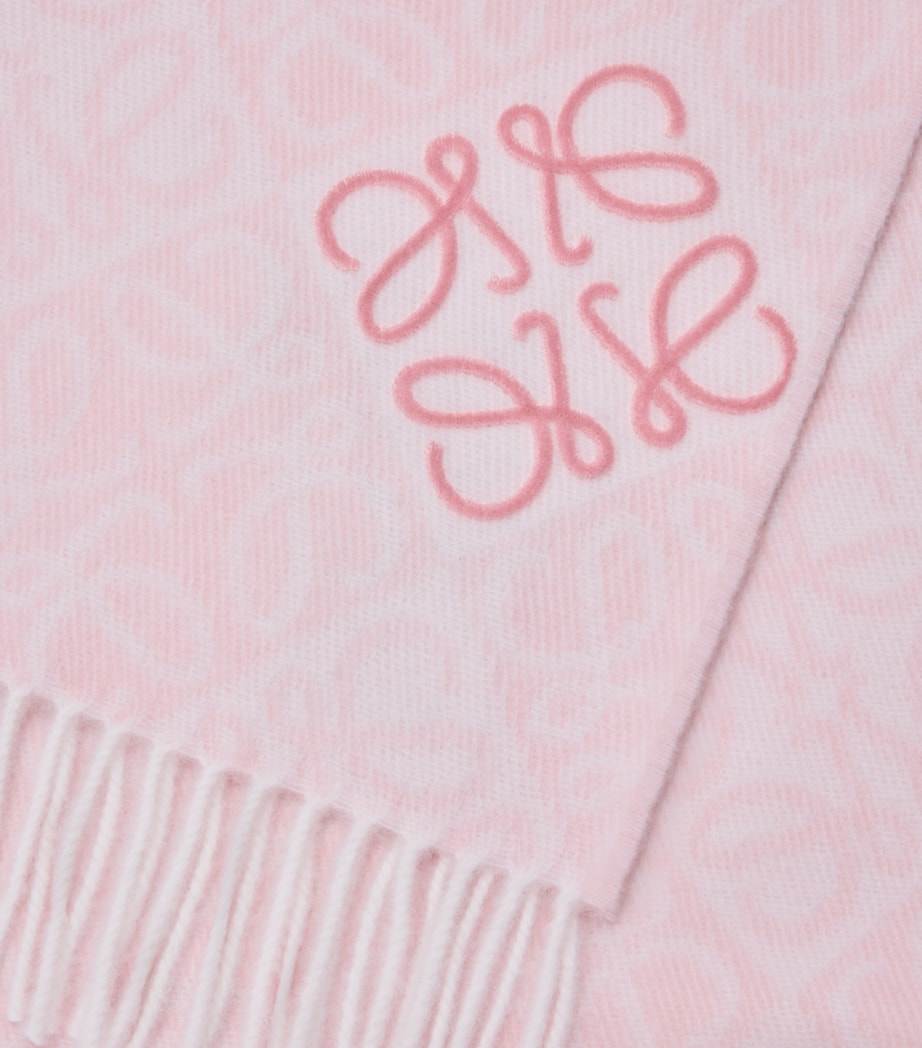 LOEWE Wool-Cashmere Anagram Scarf Soft Pink Image 3