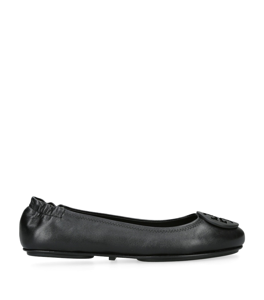 Leather Minnie Travel Ballet Flats BLACK Image 1