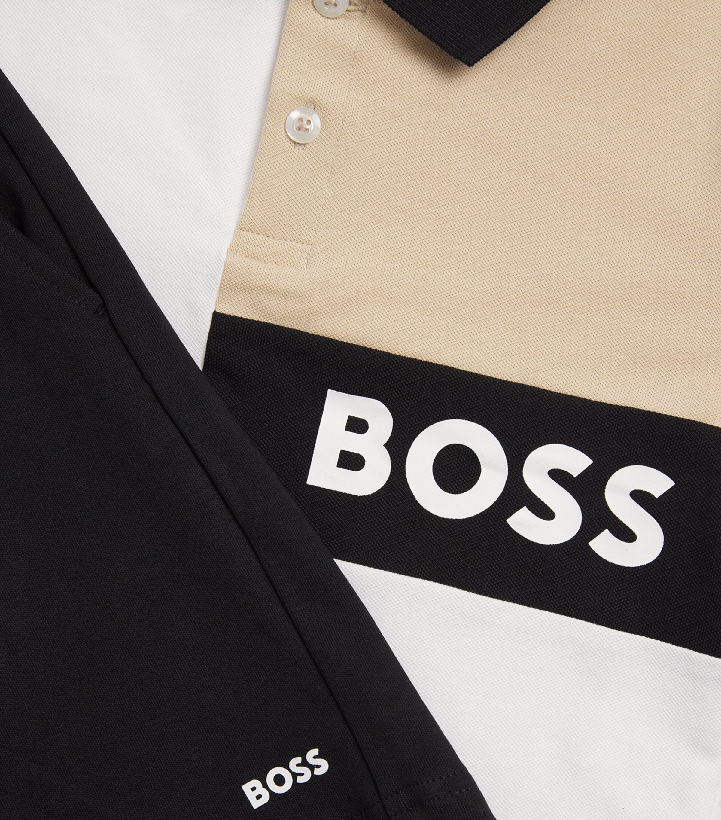BOSS Kidswear Cotton Logo Polo Shirt and Shorts Set (4-16 Years) Black Image 4