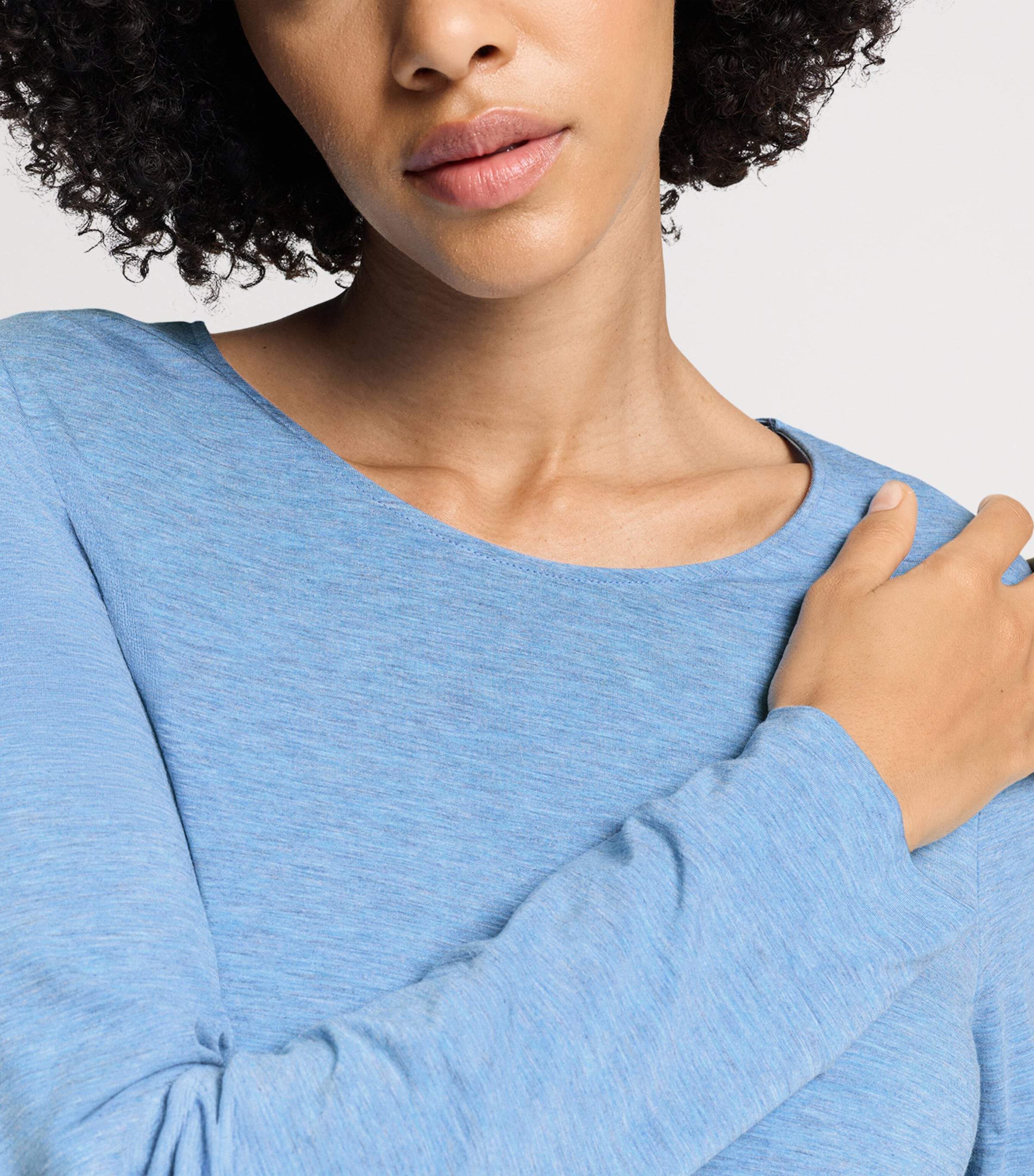 Hanro Womens Natural Elegance T-Shirt Bluebird Melange Image 6