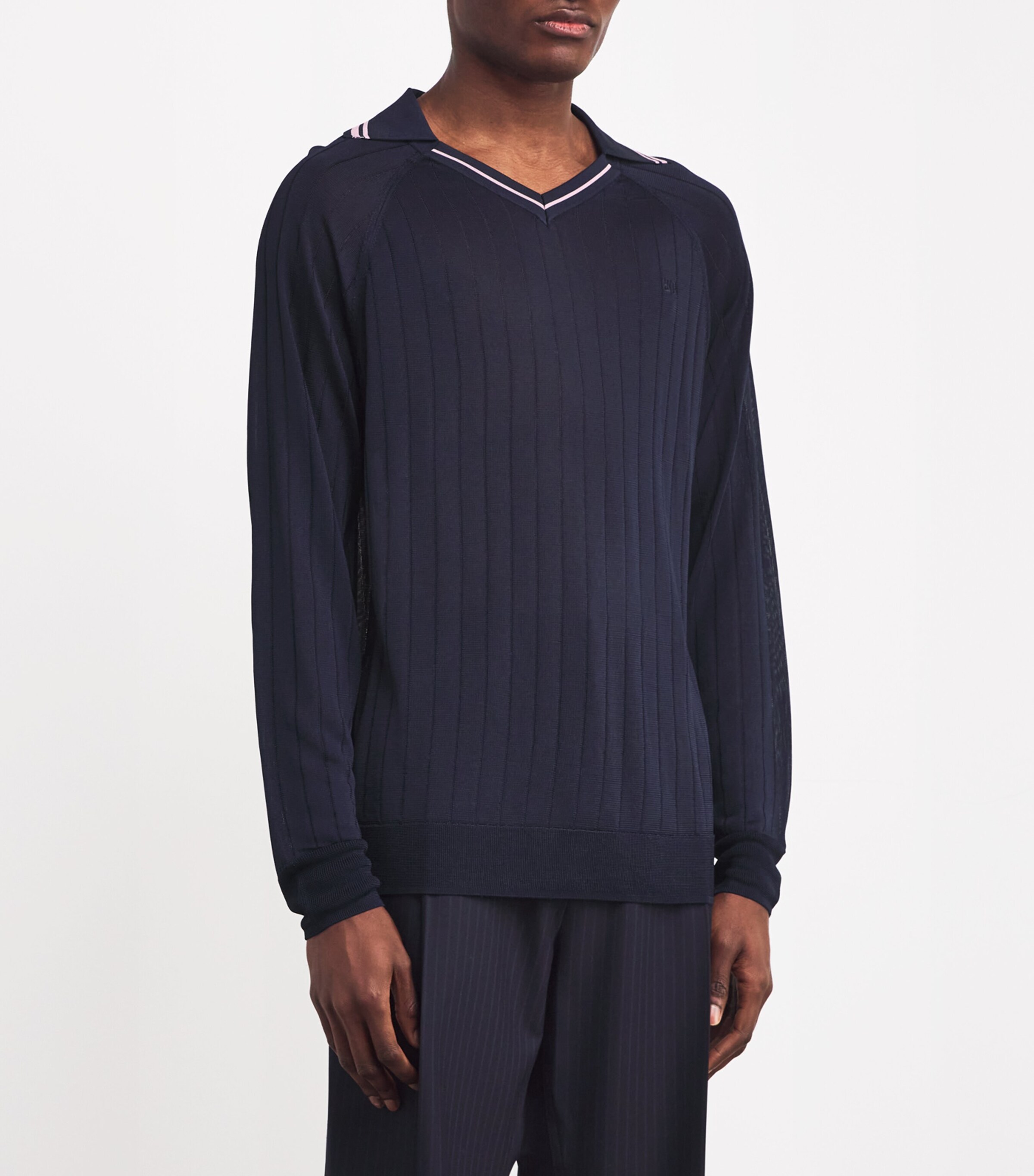 Wales Bonner Navy Roots Knitted Polo Shirt | Harrods US