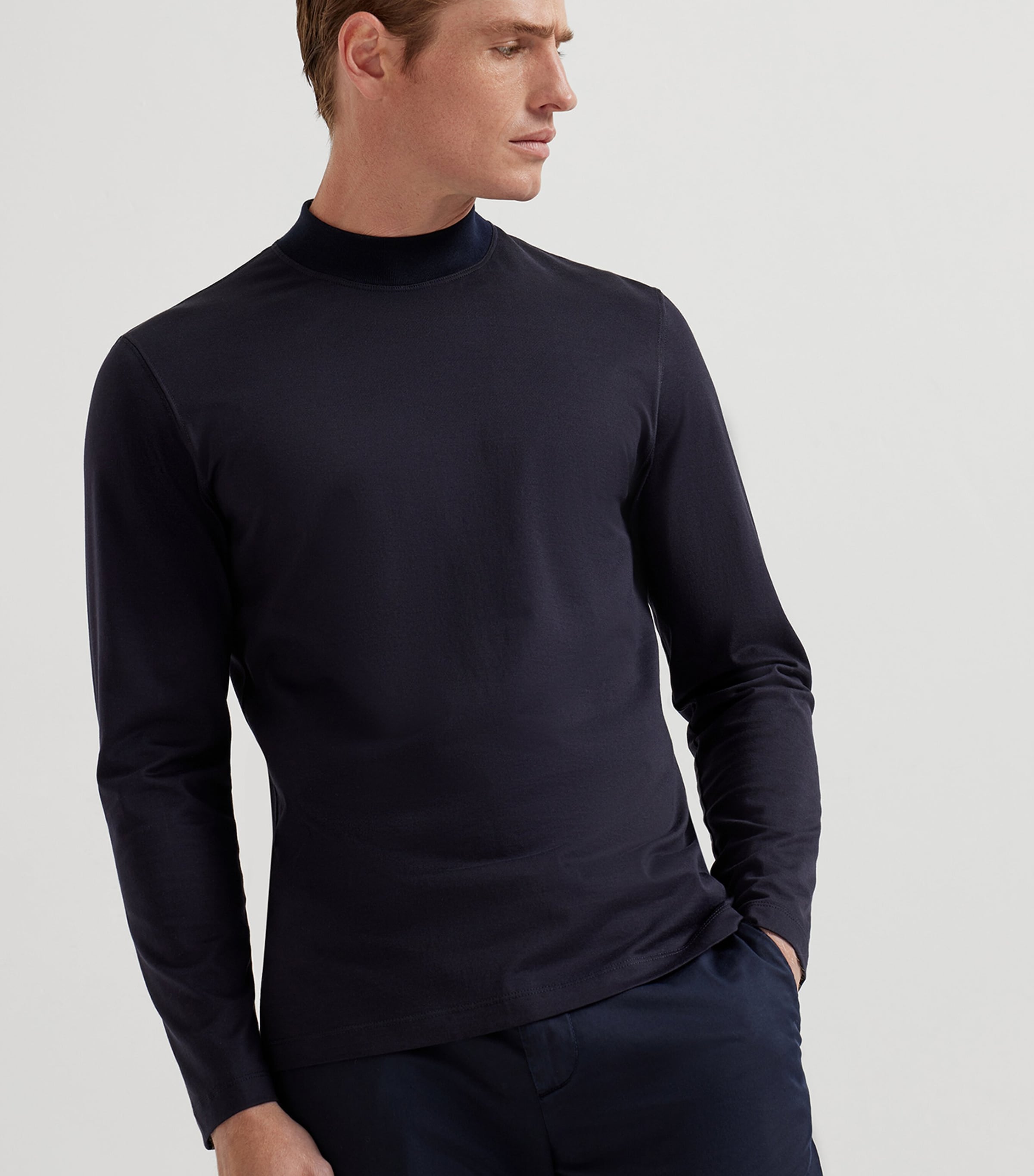 Cotton High-Neck T-Shirt C4425 Image 2