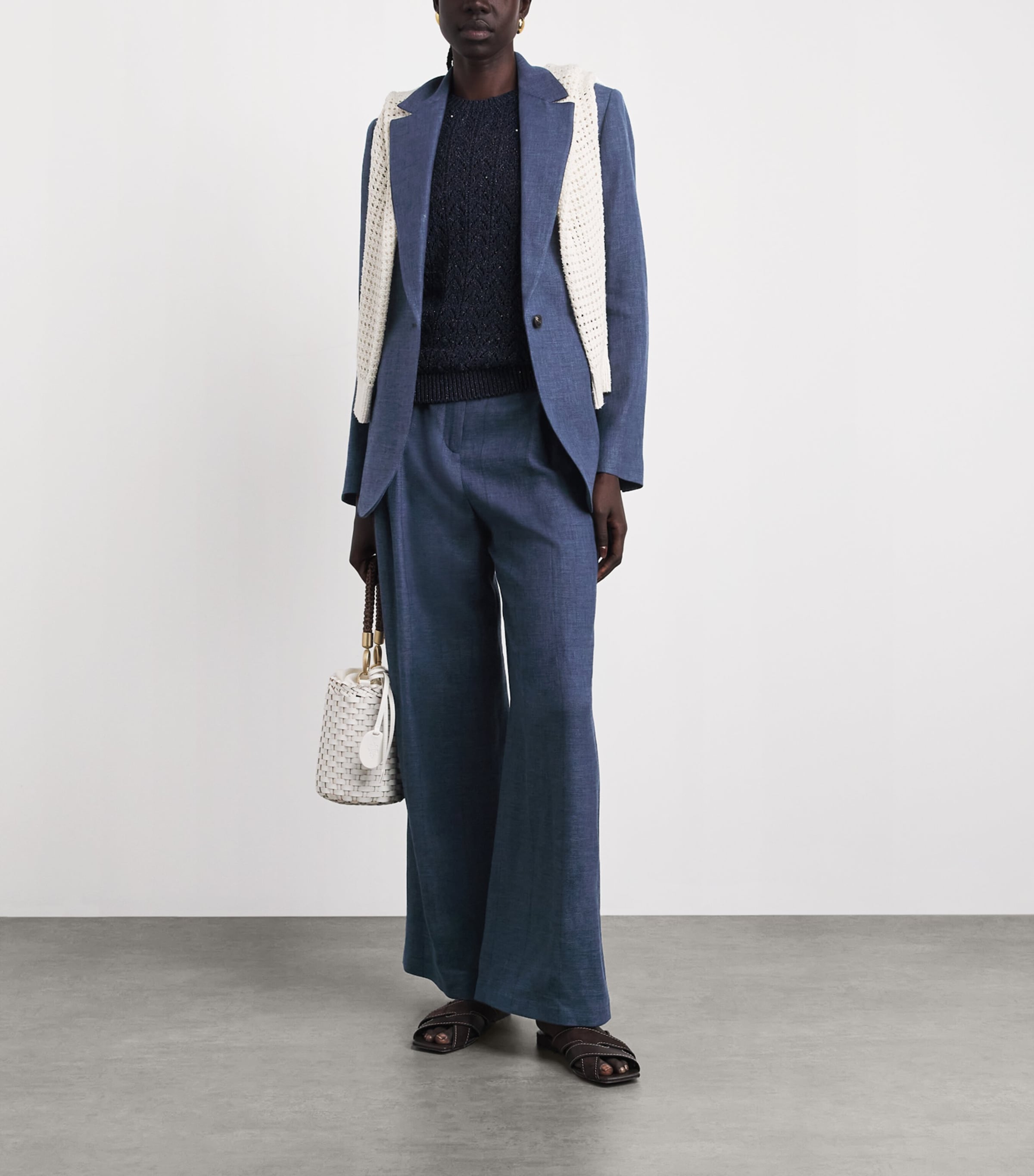 Eleventy Linen-wool-silk-blend Blazer In Multi