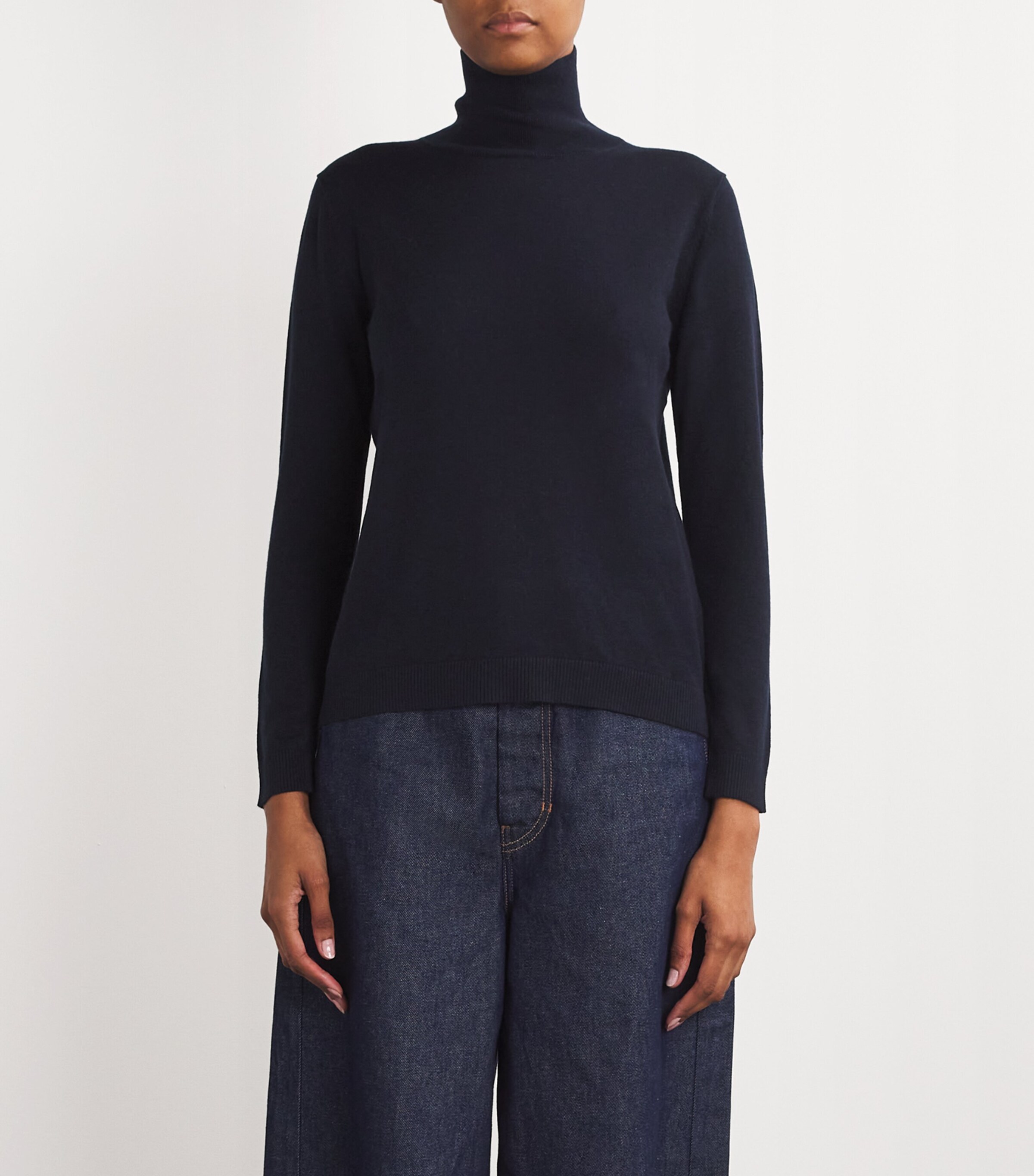 Silk-Blend High-Neck Sweater NAVY Image 3