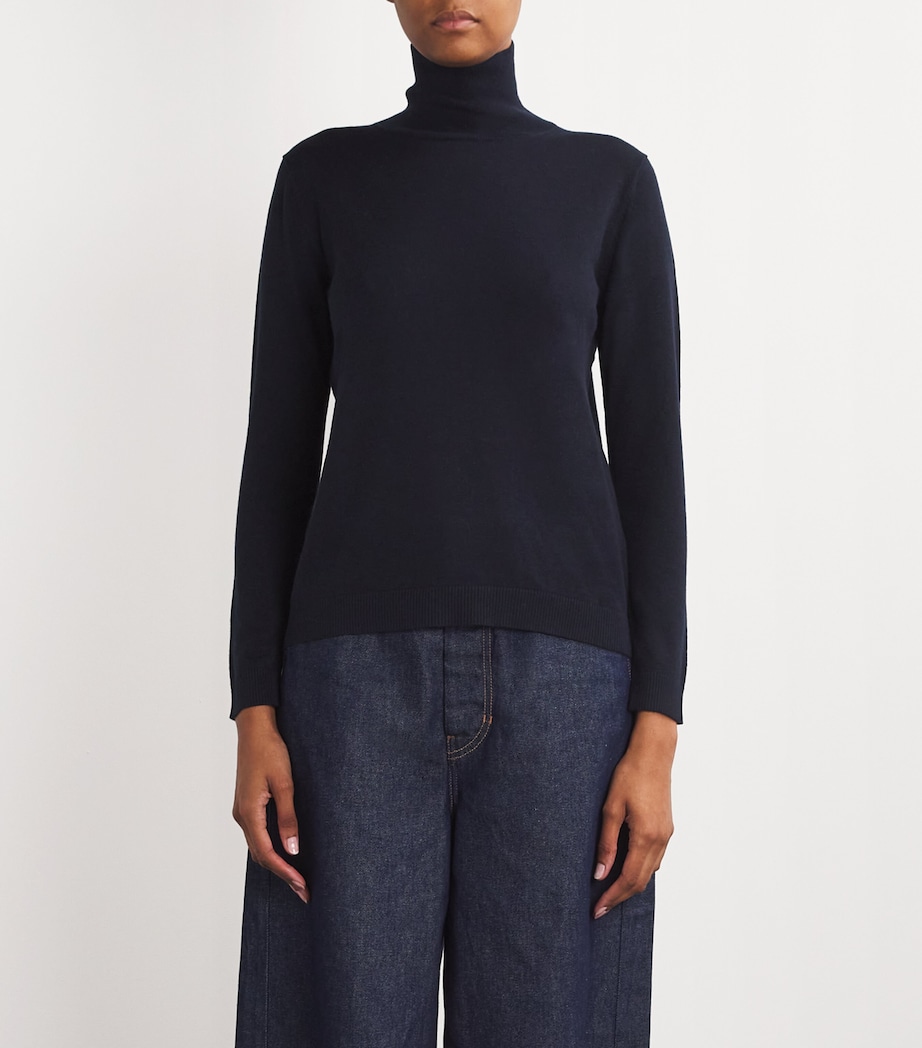 Silk-Blend High-Neck Sweater NAVY Image 3