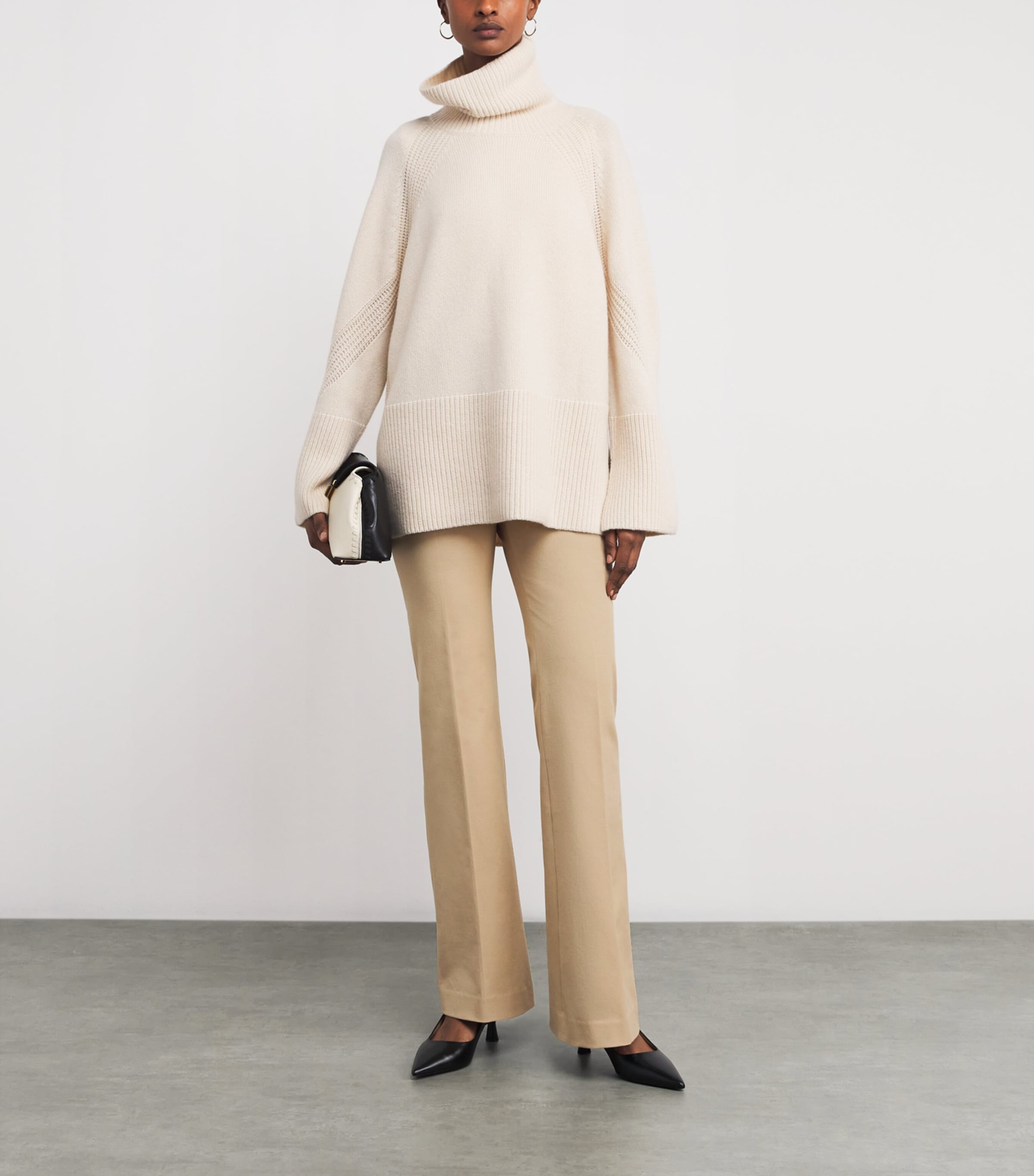 Joseph Womens Stretch-Gabardine Tafira Flared Trousers Powder Image 2
