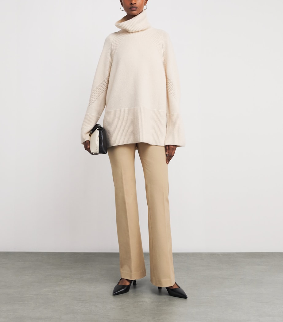 Joseph Womens Stretch-Gabardine Tafira Flared Trousers Powder Image 2