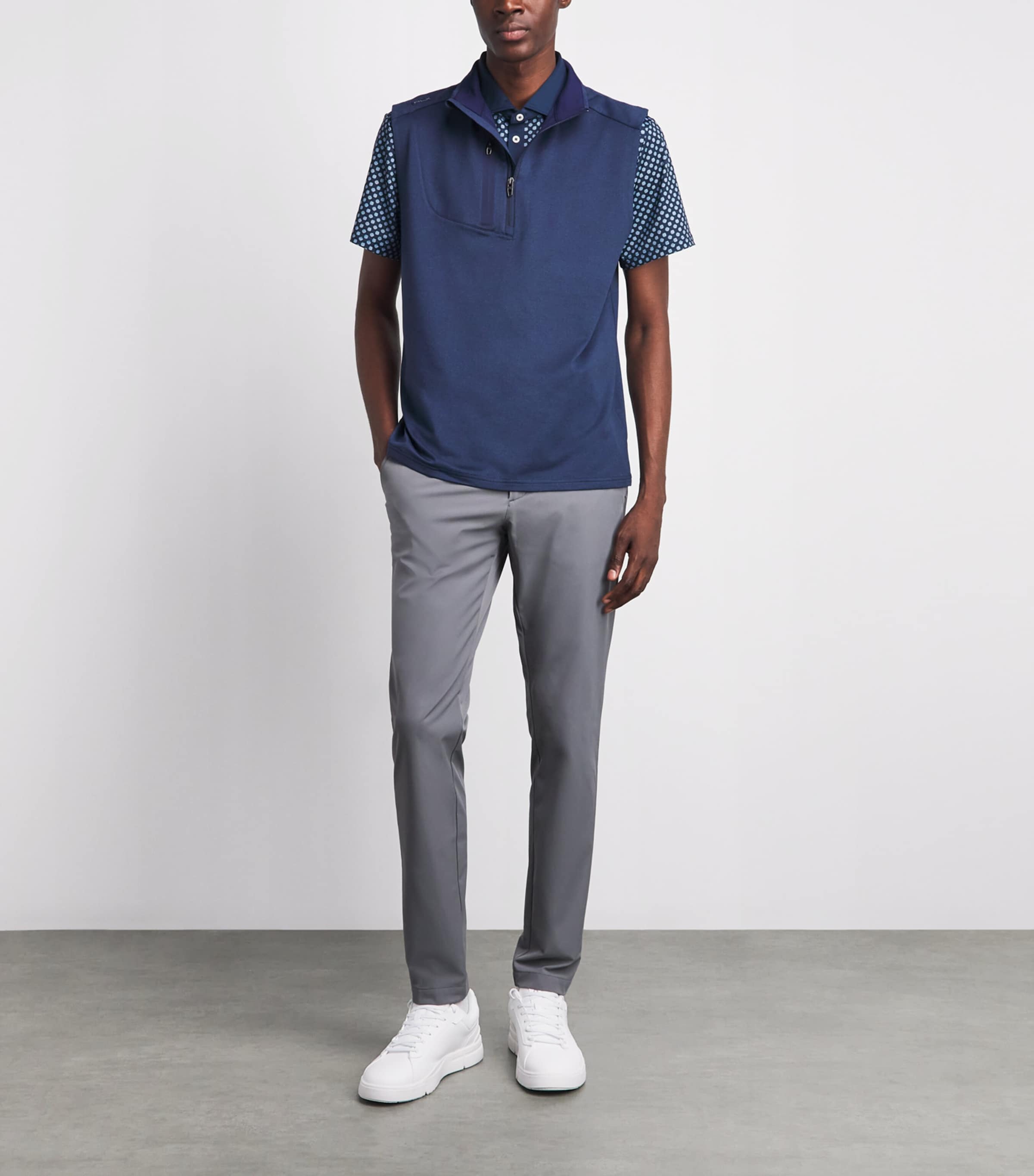 RLX Ralph Lauren Mens Half-Zip Gilet Spring Navy Heather Image 2