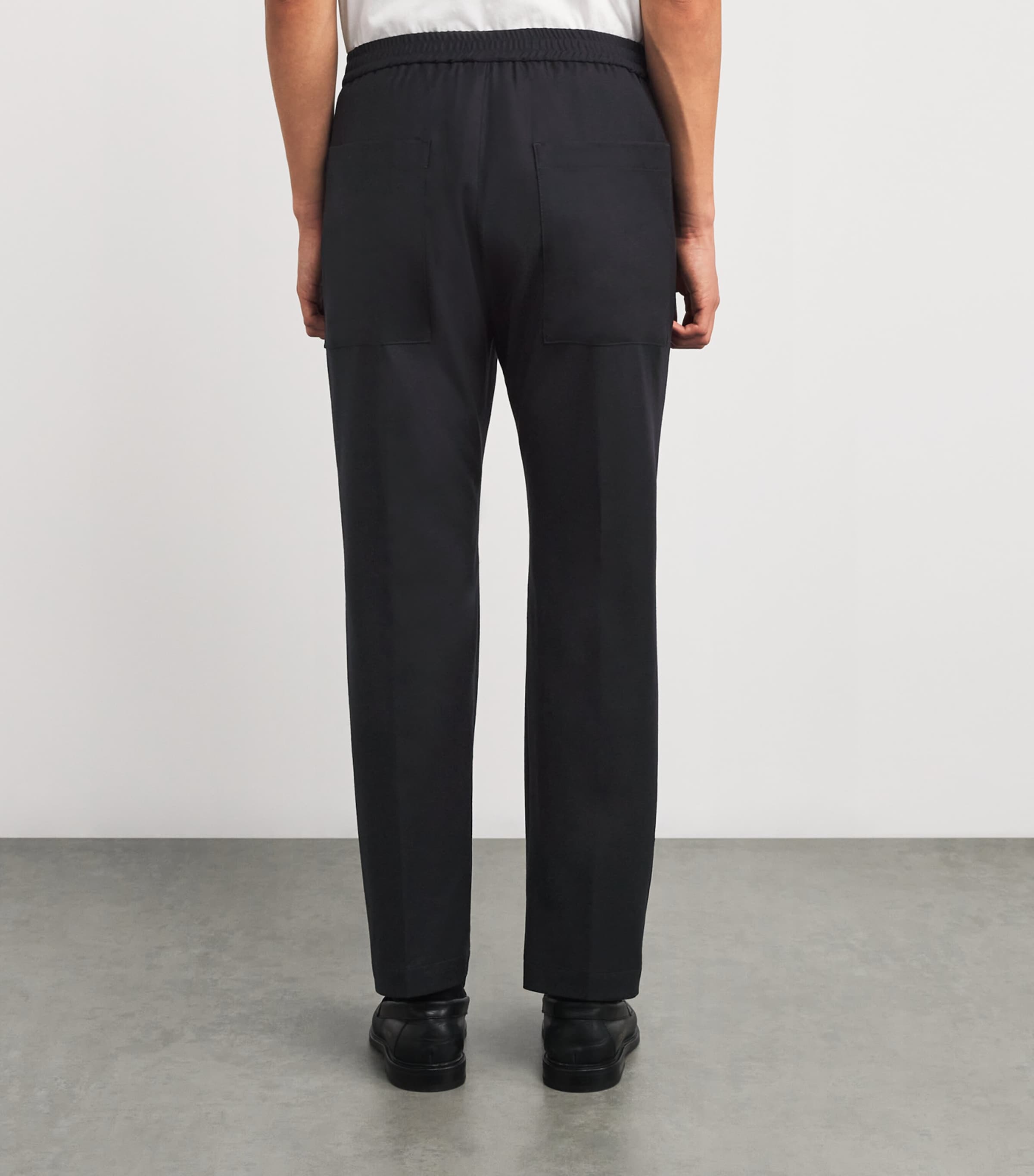 Virgin Wool Drawstring Trousers 170 NAVY Image 4
